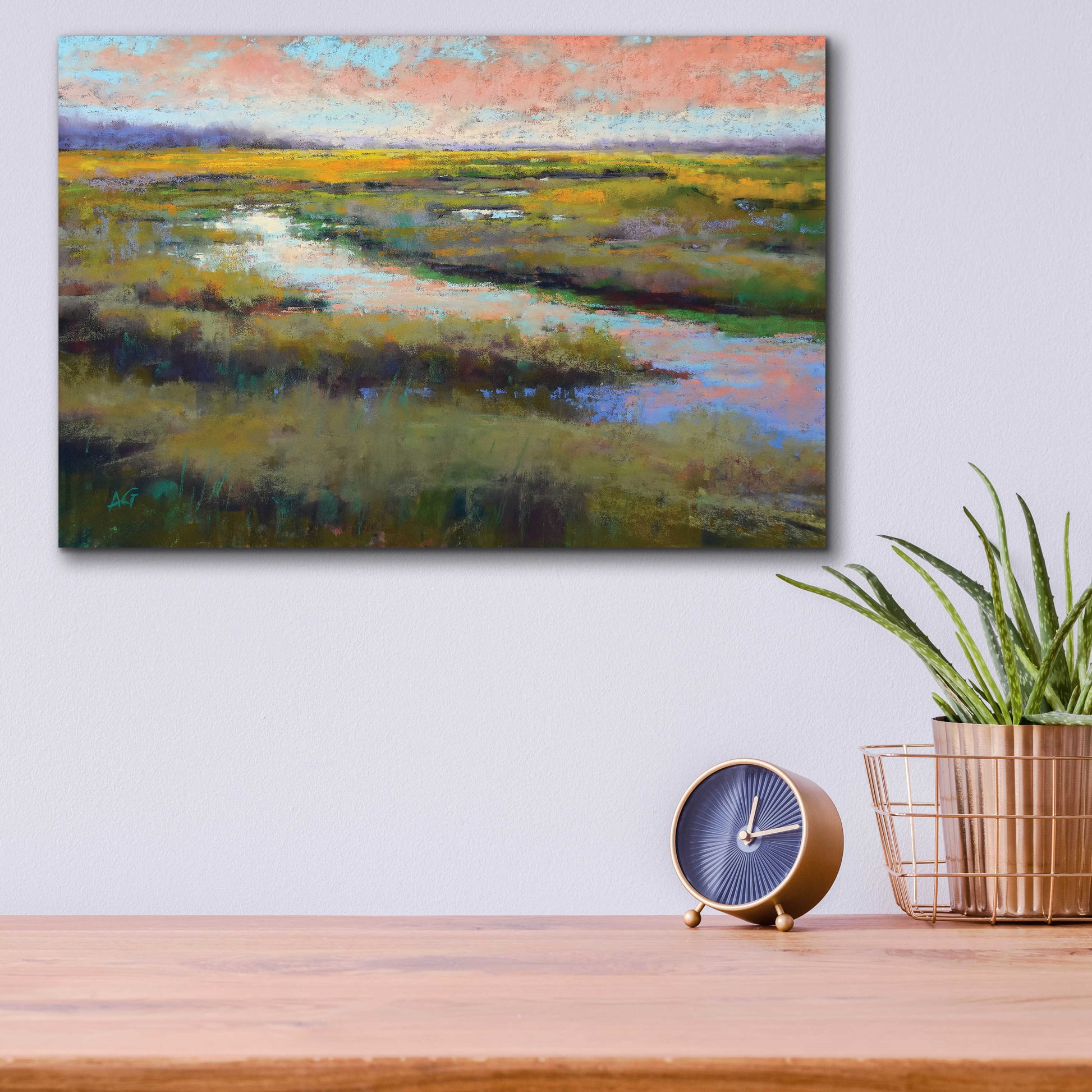 Epic Art 'A Glimmer on the Marsh' by Alejandra Goss, Acrylic Glass Wall Art,16x12