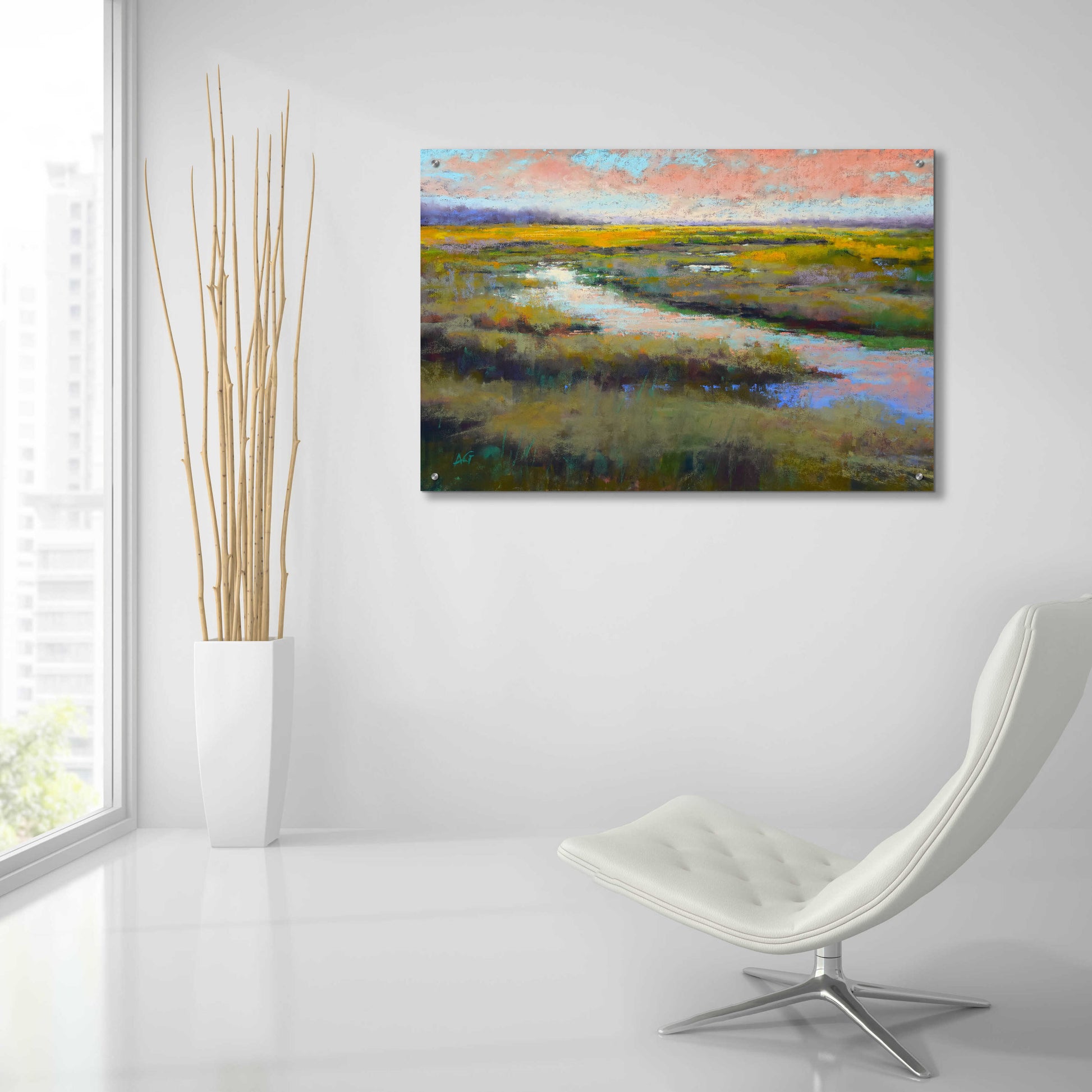 Epic Art 'A Glimmer on the Marsh' by Alejandra Goss, Acrylic Glass Wall Art,36x24