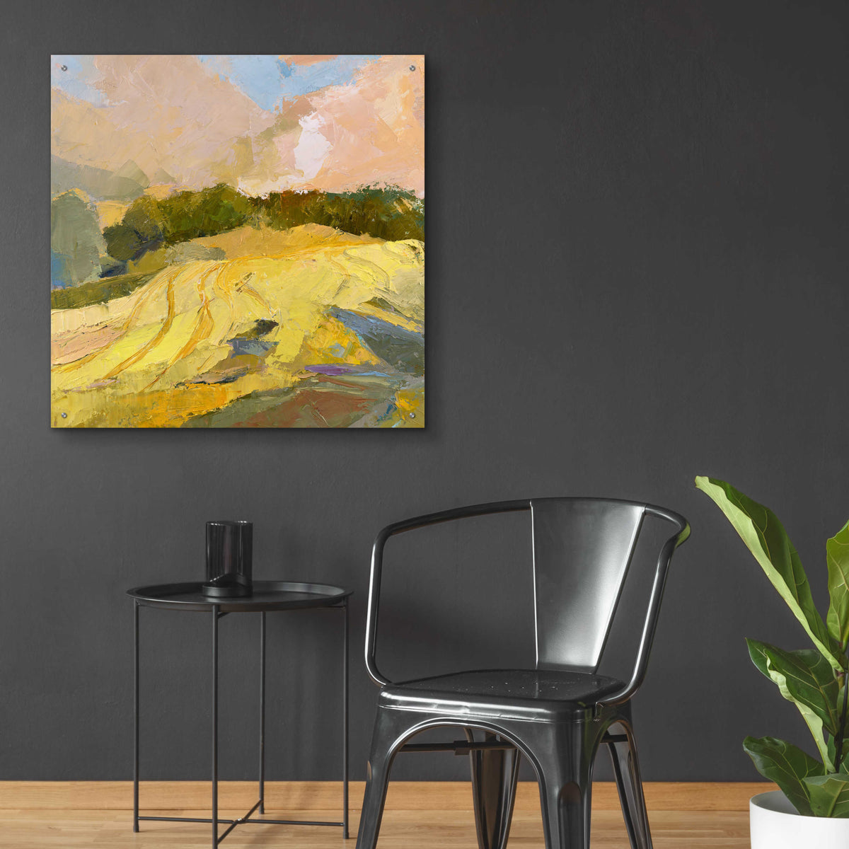 Overcast Farm Day by Ann Gordon - 36x36 acrylic wall art in a room