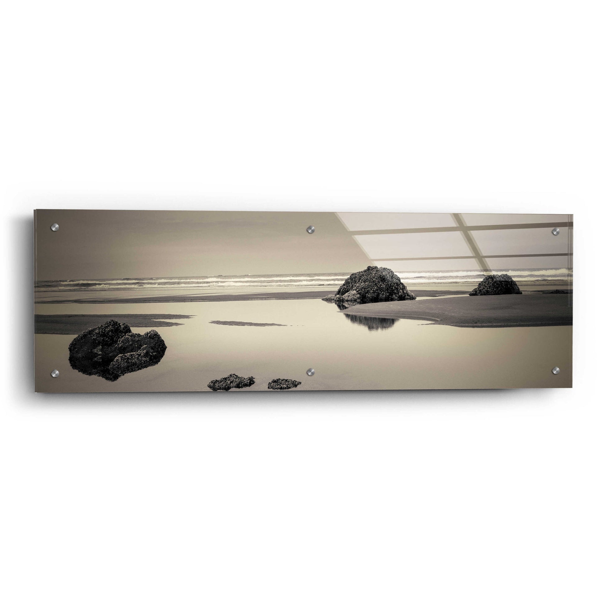 Epic Art 'Beach Rocks No. 4' by Gary Horsfall, Acrylic Glass Wall Art,36x12