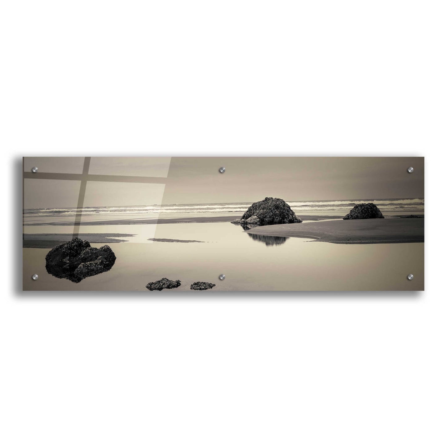 Epic Art 'Beach Rocks No. 4' by Gary Horsfall, Acrylic Glass Wall Art,36x12