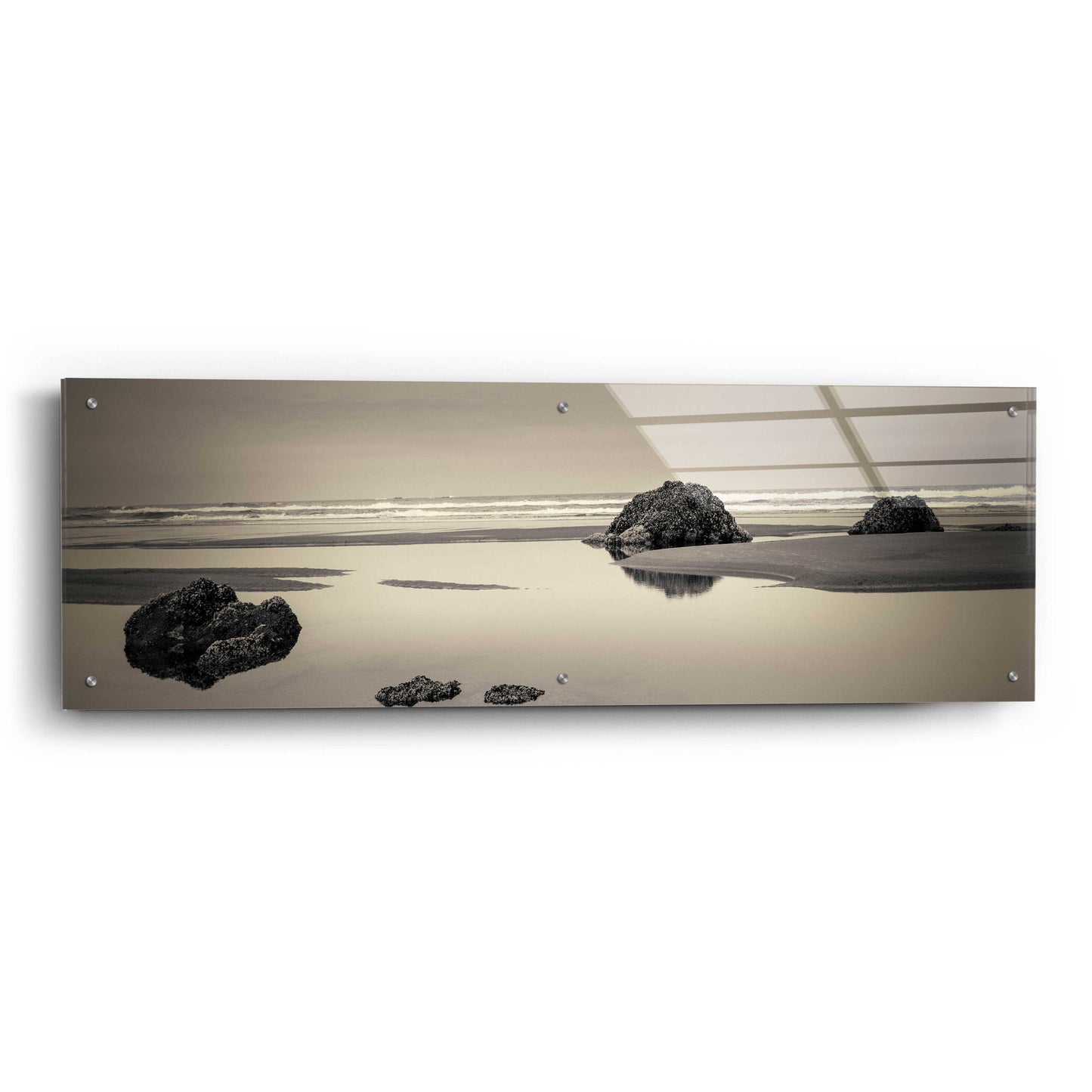 Epic Art 'Beach Rocks No. 4' by Gary Horsfall, Acrylic Glass Wall Art,48x16