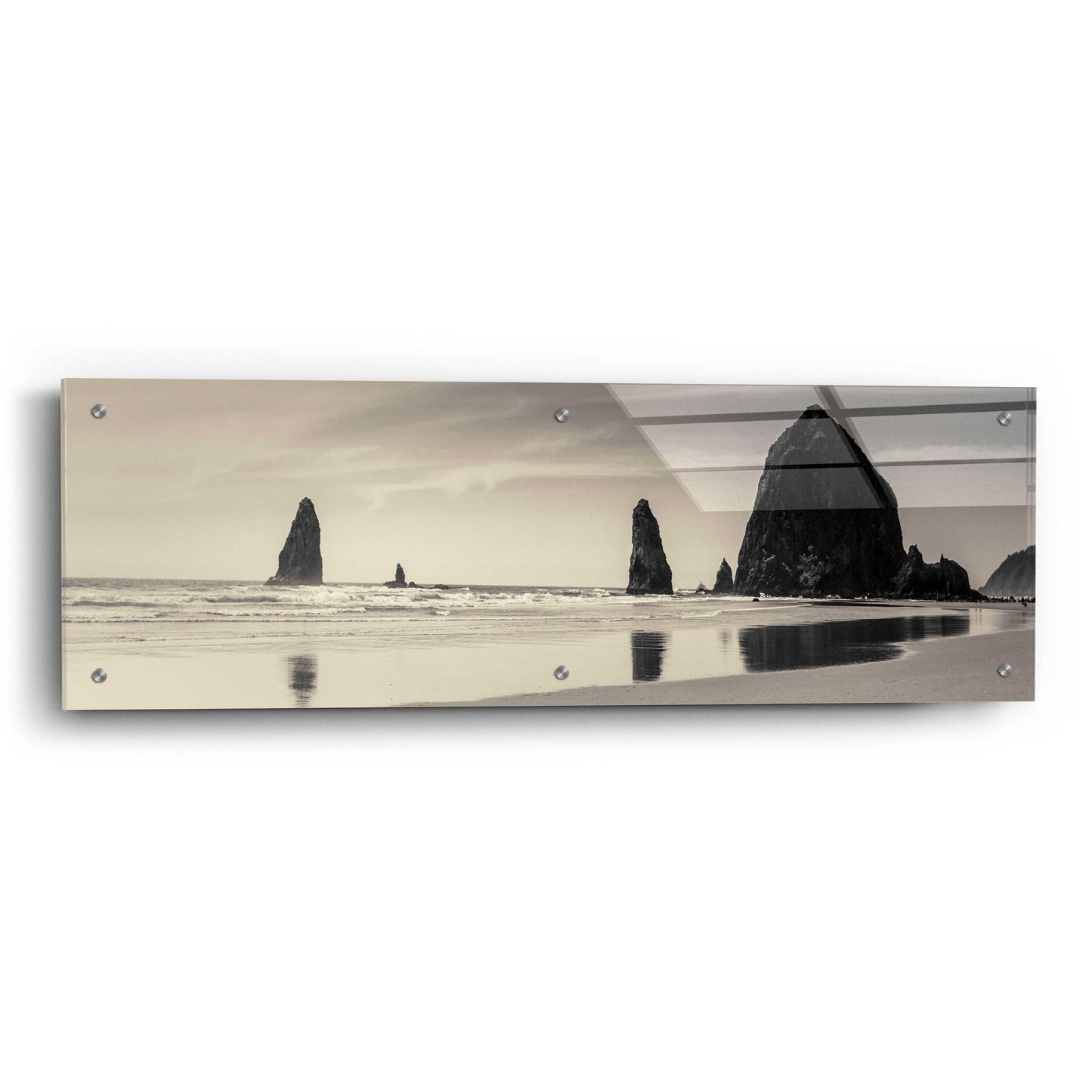 Epic Art 'Haystack Rock' by Gary Horsfall, Acrylic Glass Wall Art,36x12