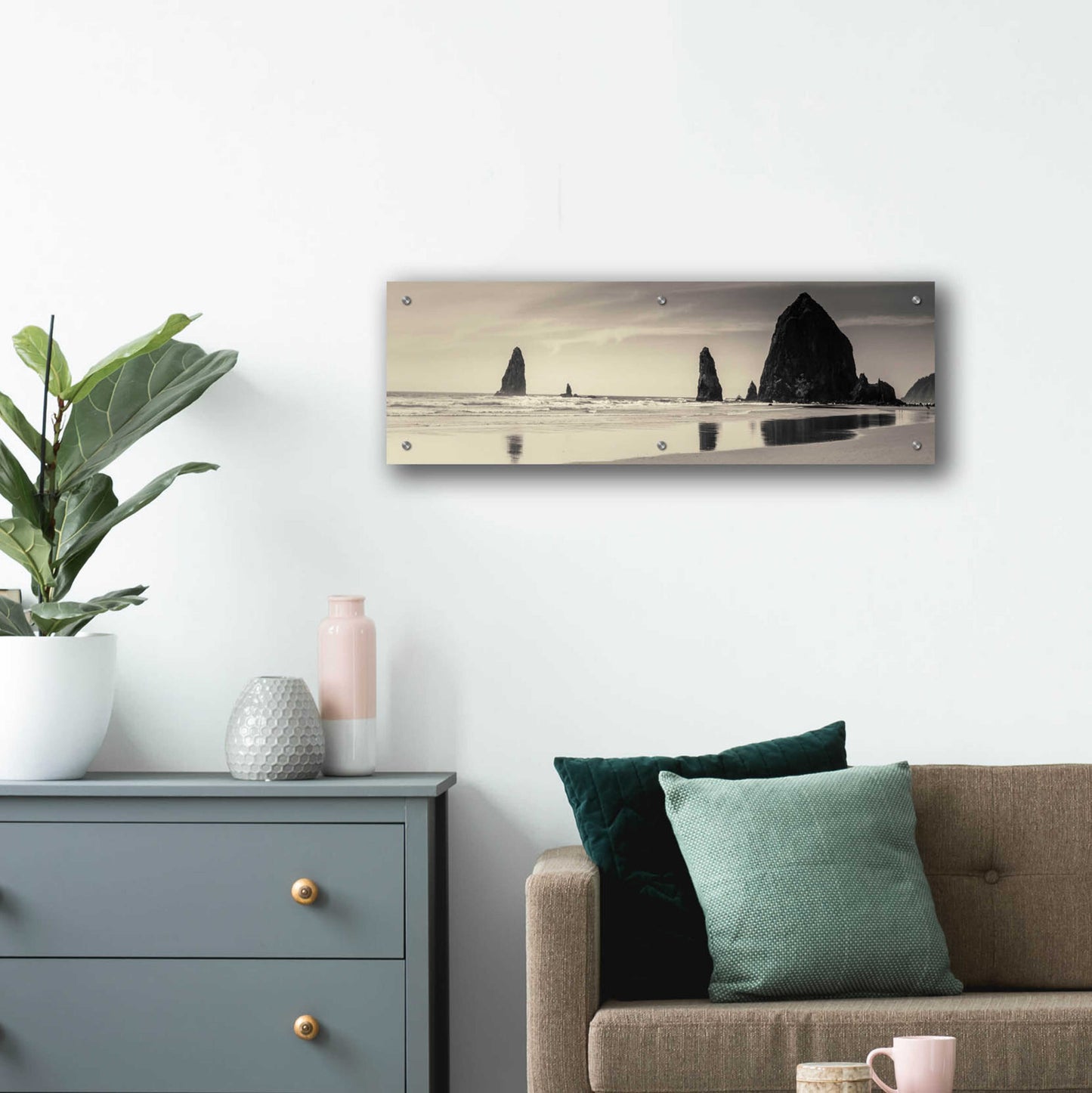 Epic Art 'Haystack Rock' by Gary Horsfall, Acrylic Glass Wall Art,36x12