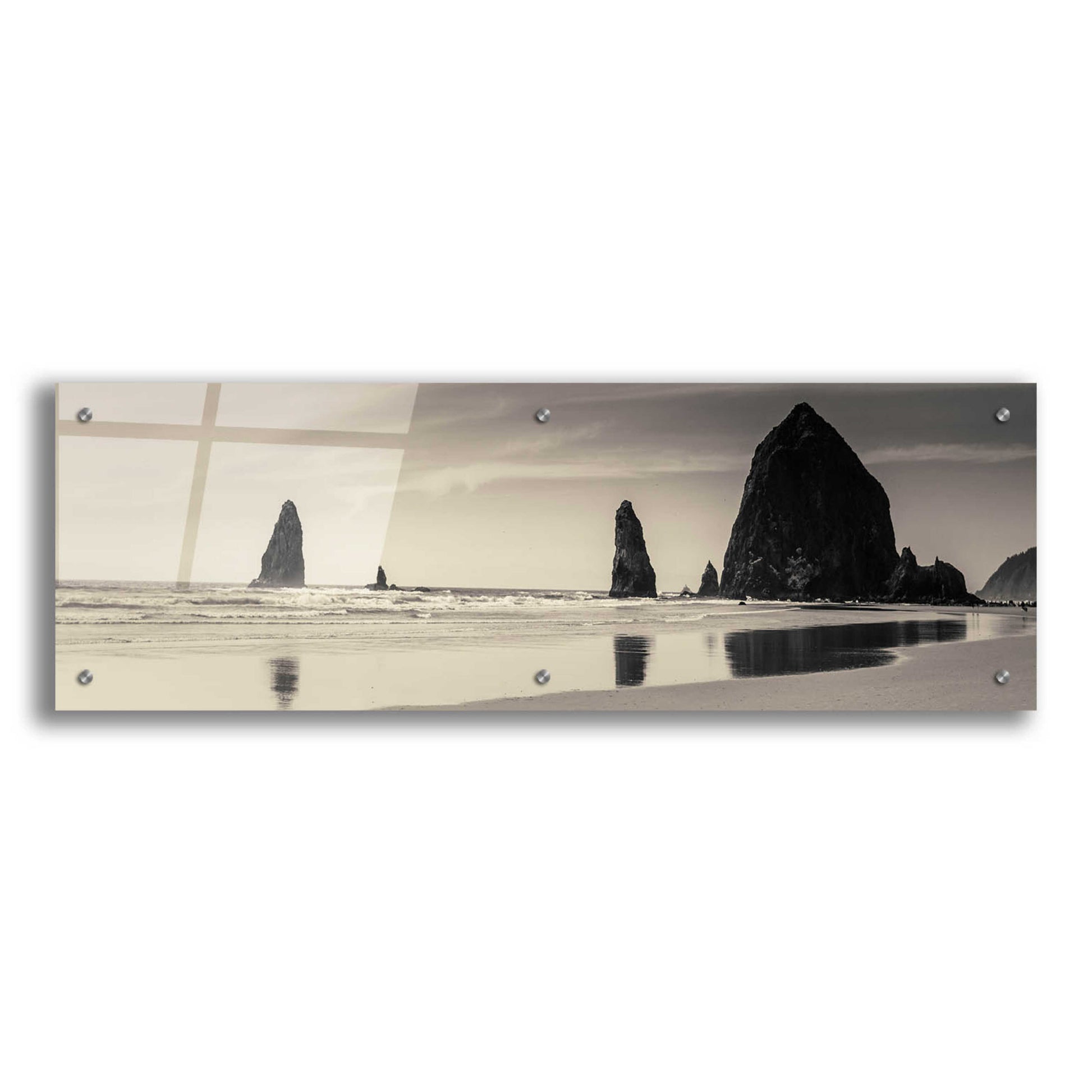 Epic Art 'Haystack Rock' by Gary Horsfall, Acrylic Glass Wall Art,36x12