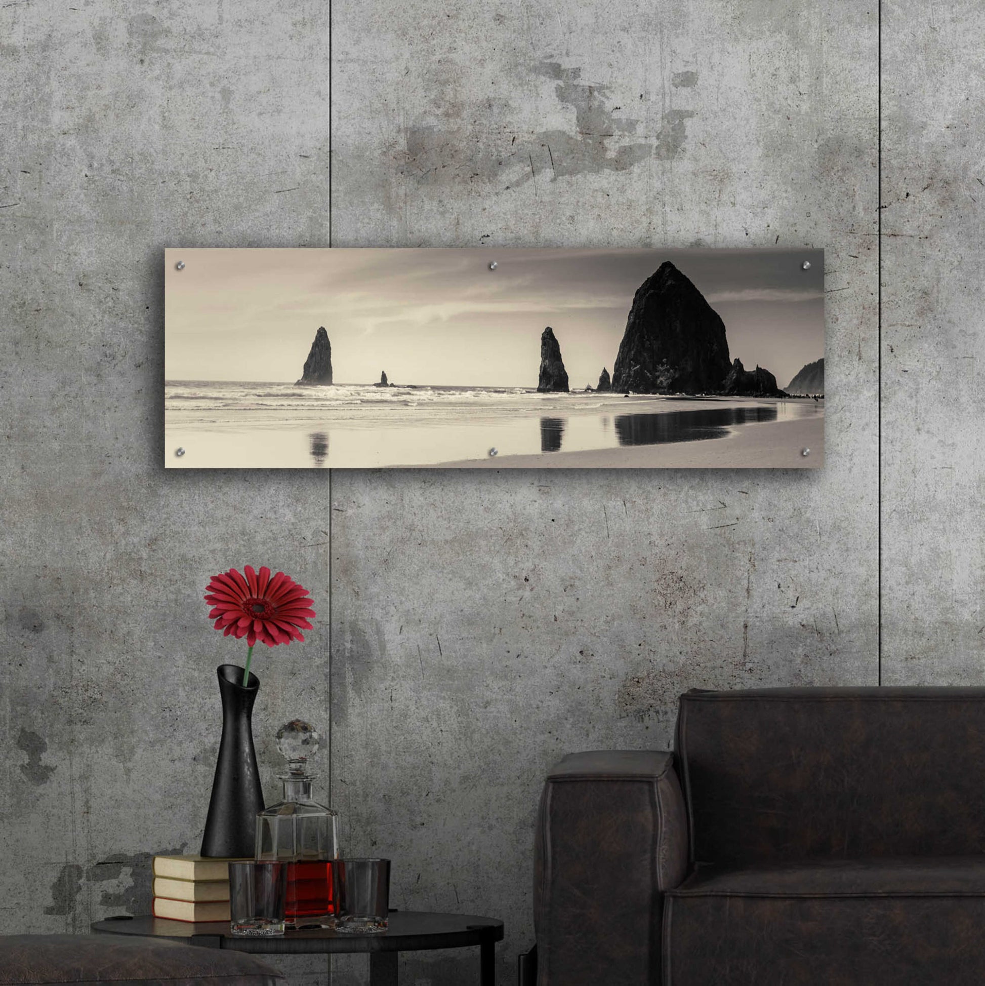 Epic Art 'Haystack Rock' by Gary Horsfall, Acrylic Glass Wall Art,48x16