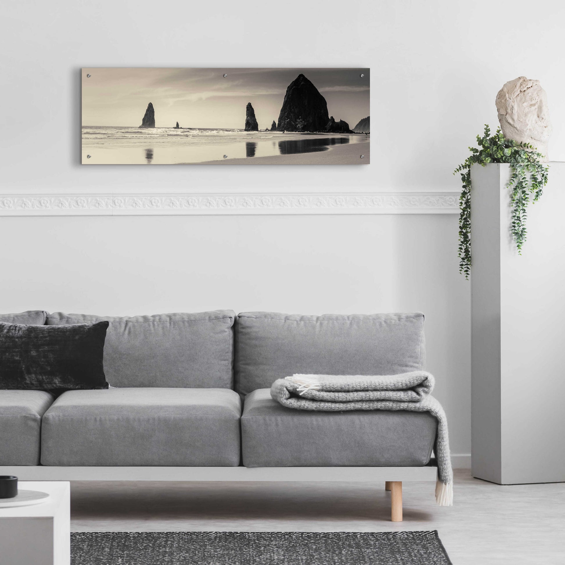 Epic Art 'Haystack Rock' by Gary Horsfall, Acrylic Glass Wall Art,48x16