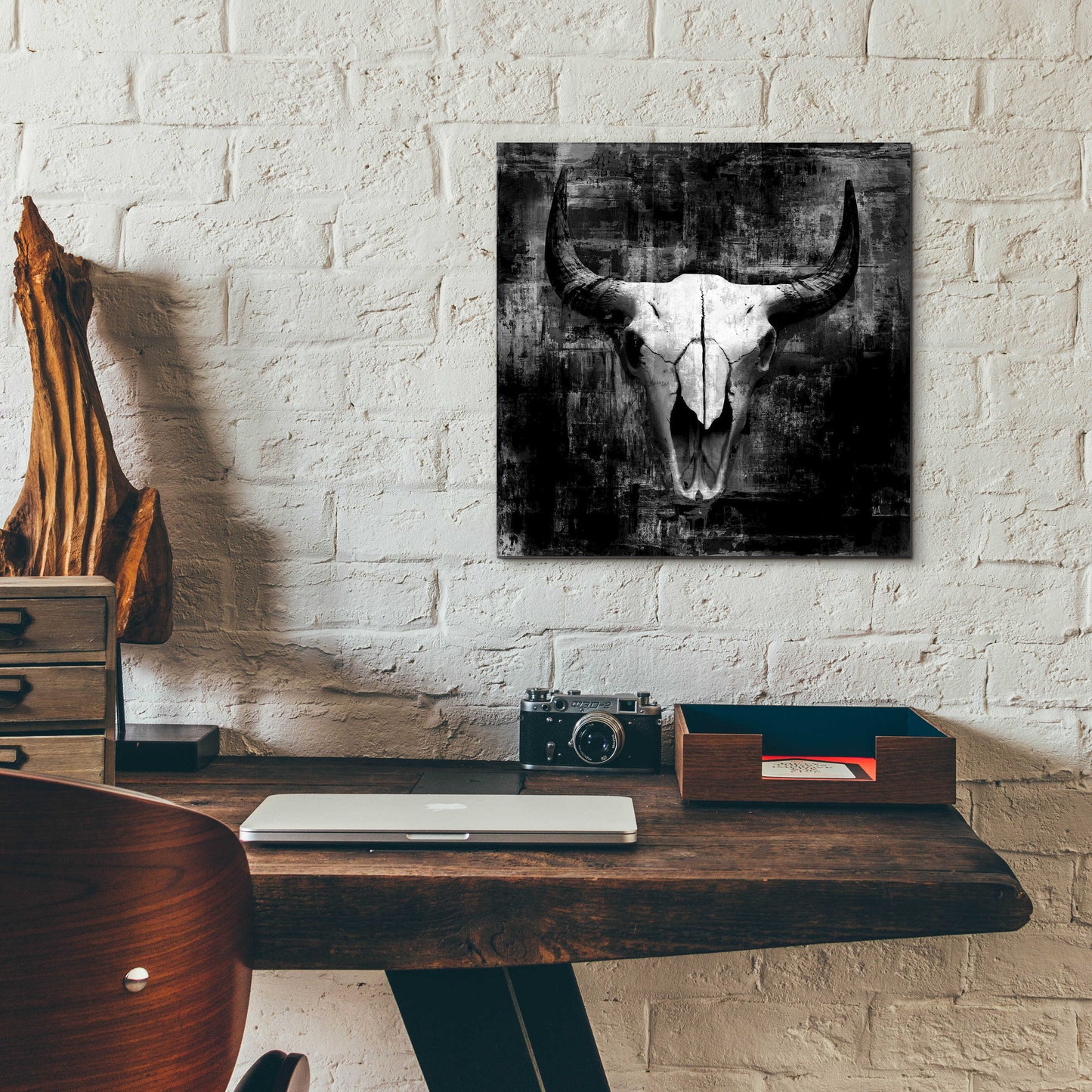 Epic Art 'Black Cowskull' by GraphINC, Acrylic Glass Wall Art,12x12