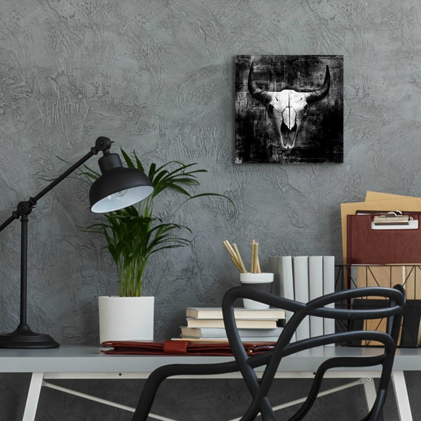 Epic Art 'Black Cowskull' by GraphINC, Acrylic Glass Wall Art,12x12