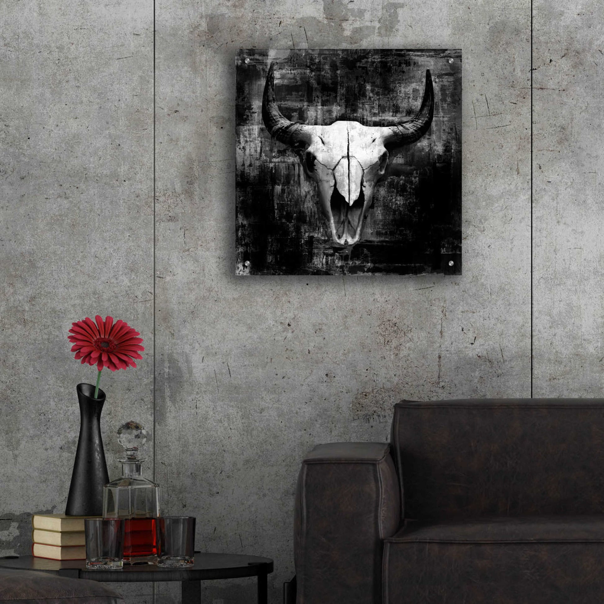 Epic Art 'Black Cowskull' by GraphINC, Acrylic Glass Wall Art,24x24