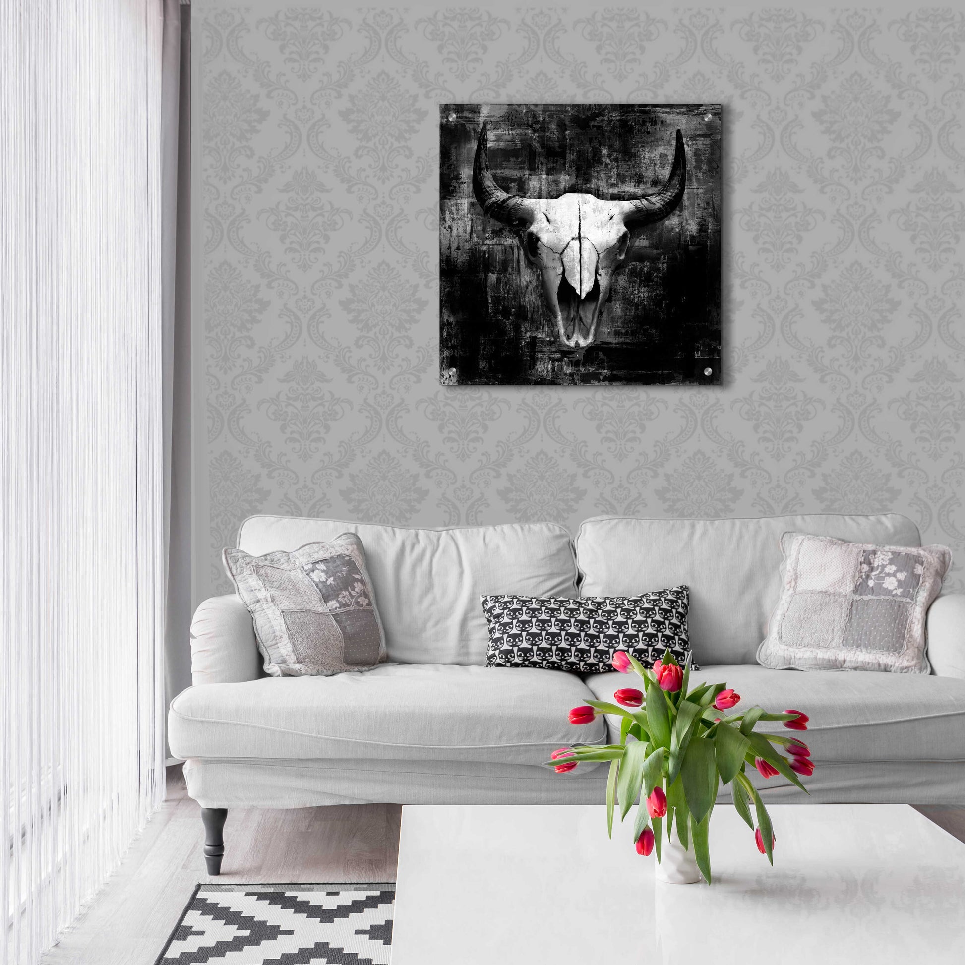 Epic Art 'Black Cowskull' by GraphINC, Acrylic Glass Wall Art,24x24