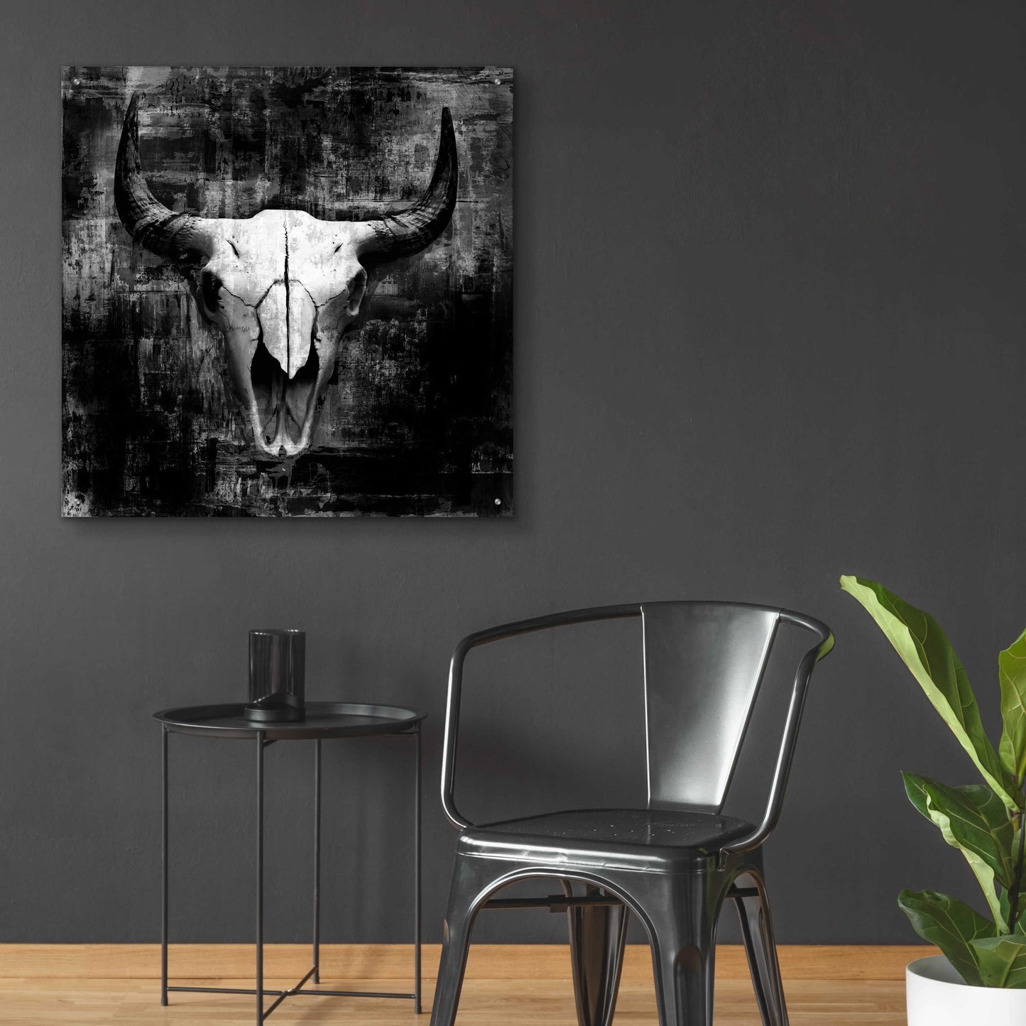 Epic Art 'Black Cowskull' by GraphINC, Acrylic Glass Wall Art,36x36