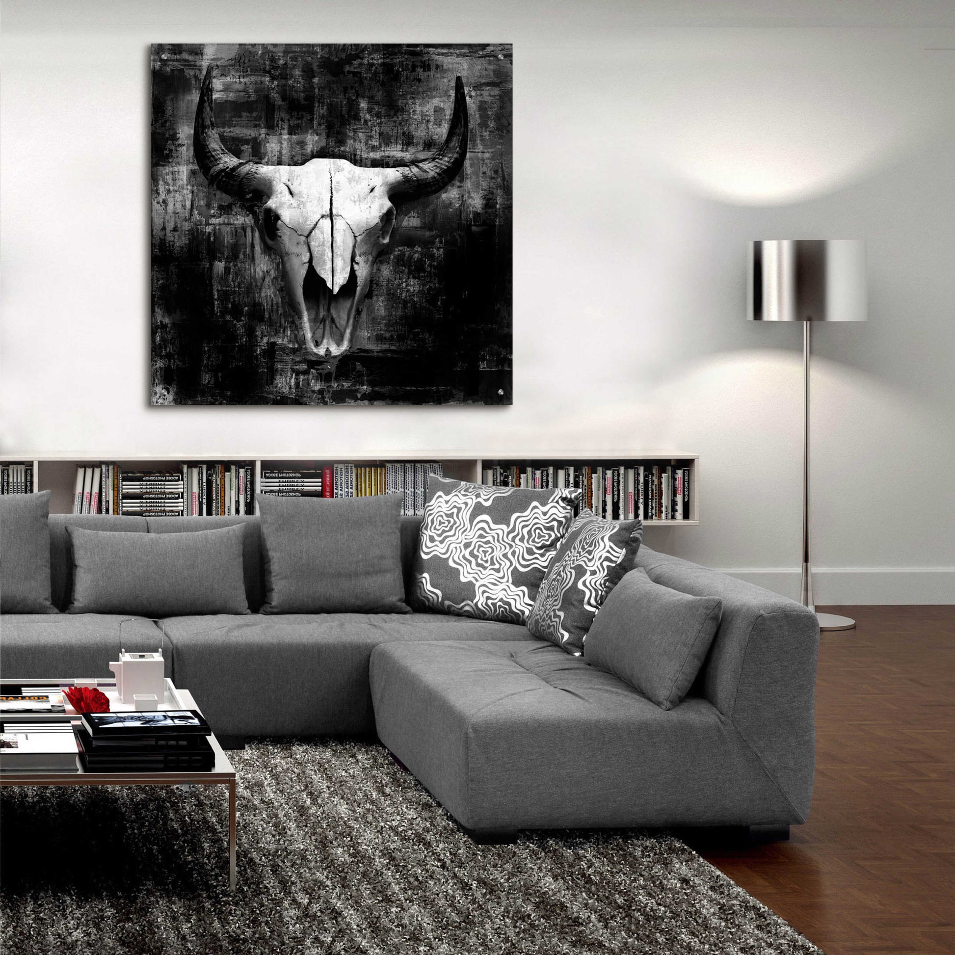 Epic Art 'Black Cowskull' by GraphINC, Acrylic Glass Wall Art,36x36