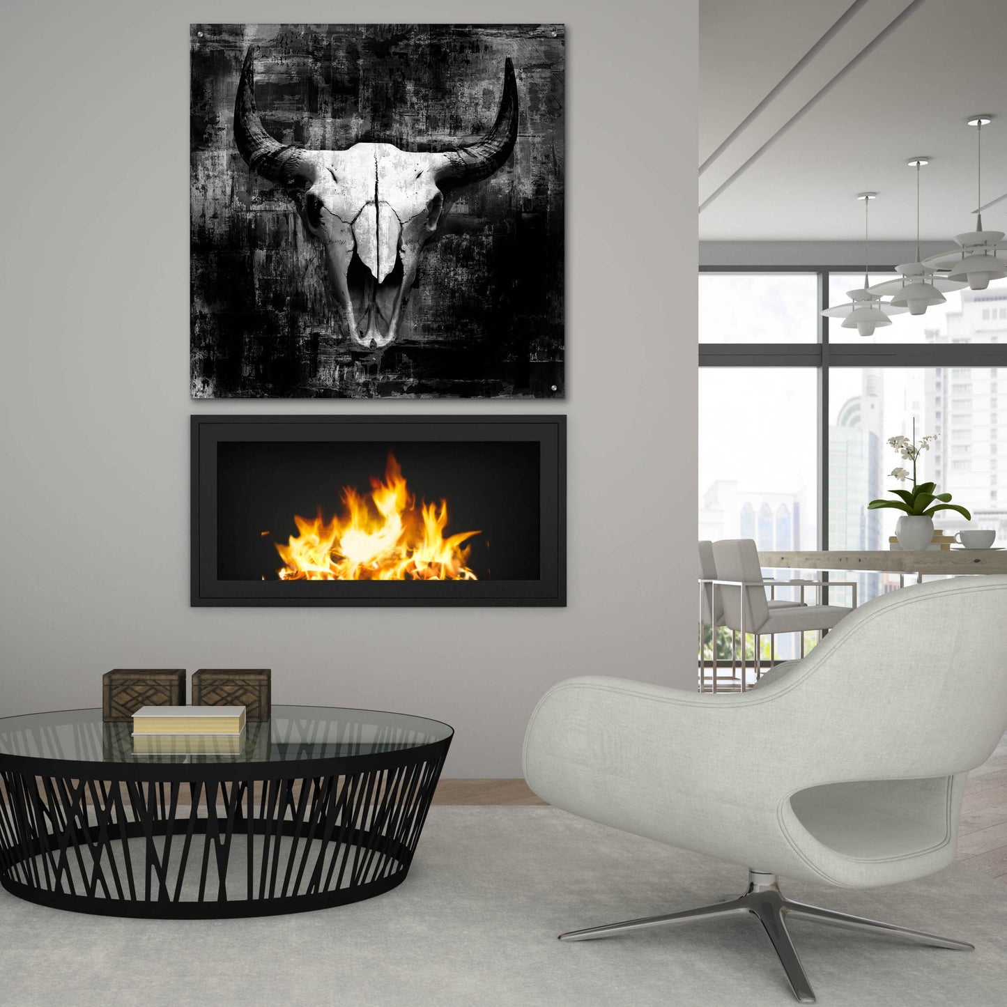 Epic Art 'Black Cowskull' by GraphINC, Acrylic Glass Wall Art,36x36