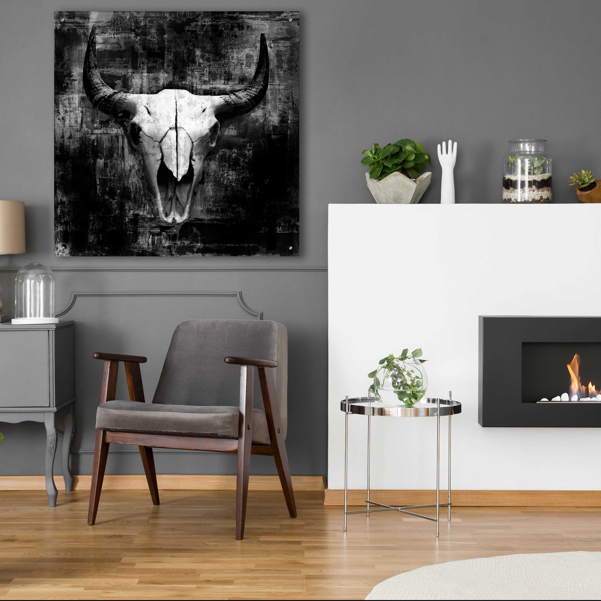 Epic Art 'Black Cowskull' by GraphINC, Acrylic Glass Wall Art,36x36