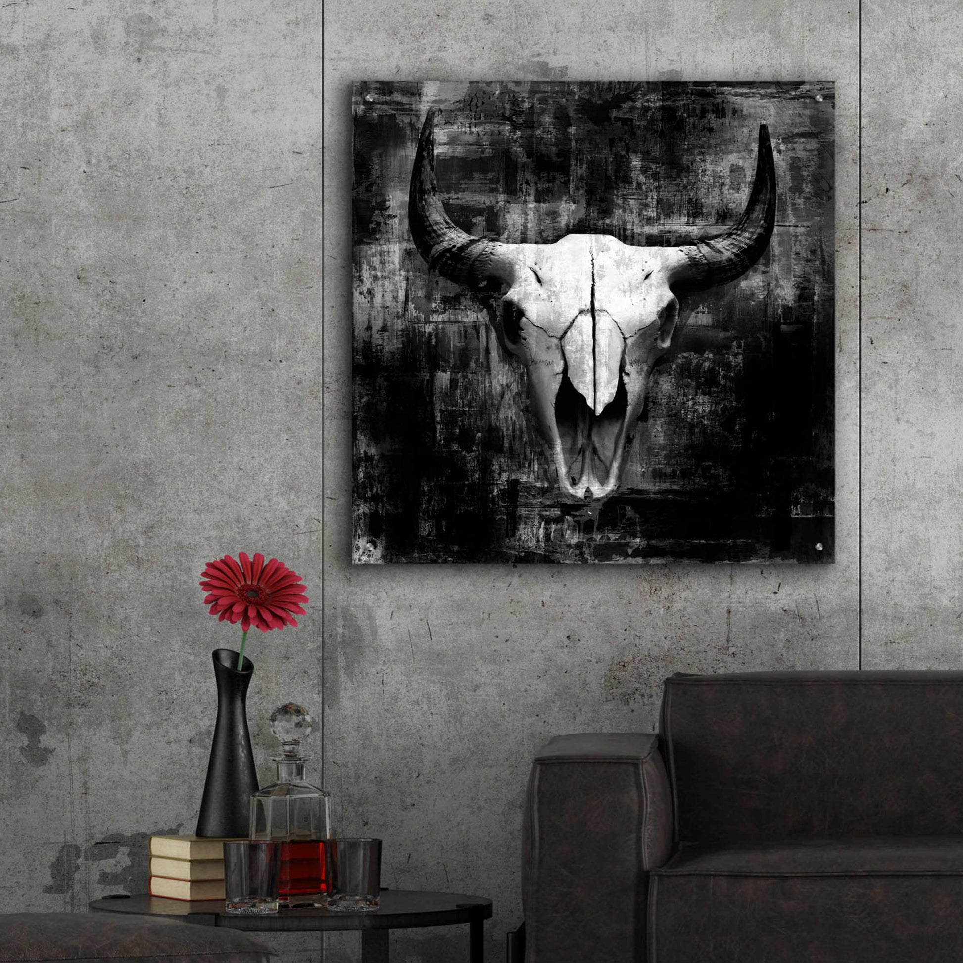 Epic Art 'Black Cowskull' by GraphINC, Acrylic Glass Wall Art,36x36