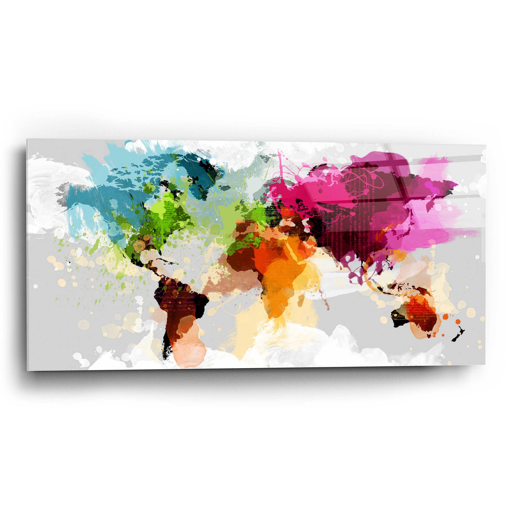 Epic Art 'Colourful World Map' by GraphINC, Acrylic Glass Wall Art,24x12