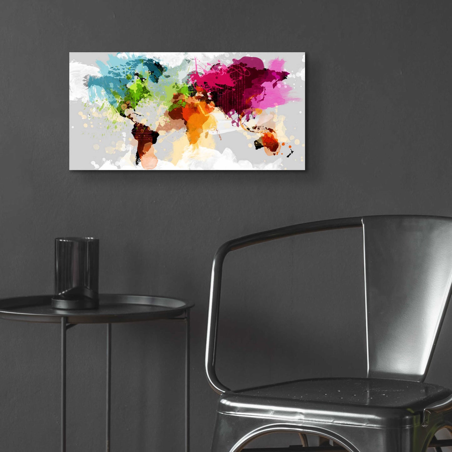 Epic Art 'Colourful World Map' by GraphINC, Acrylic Glass Wall Art,24x12