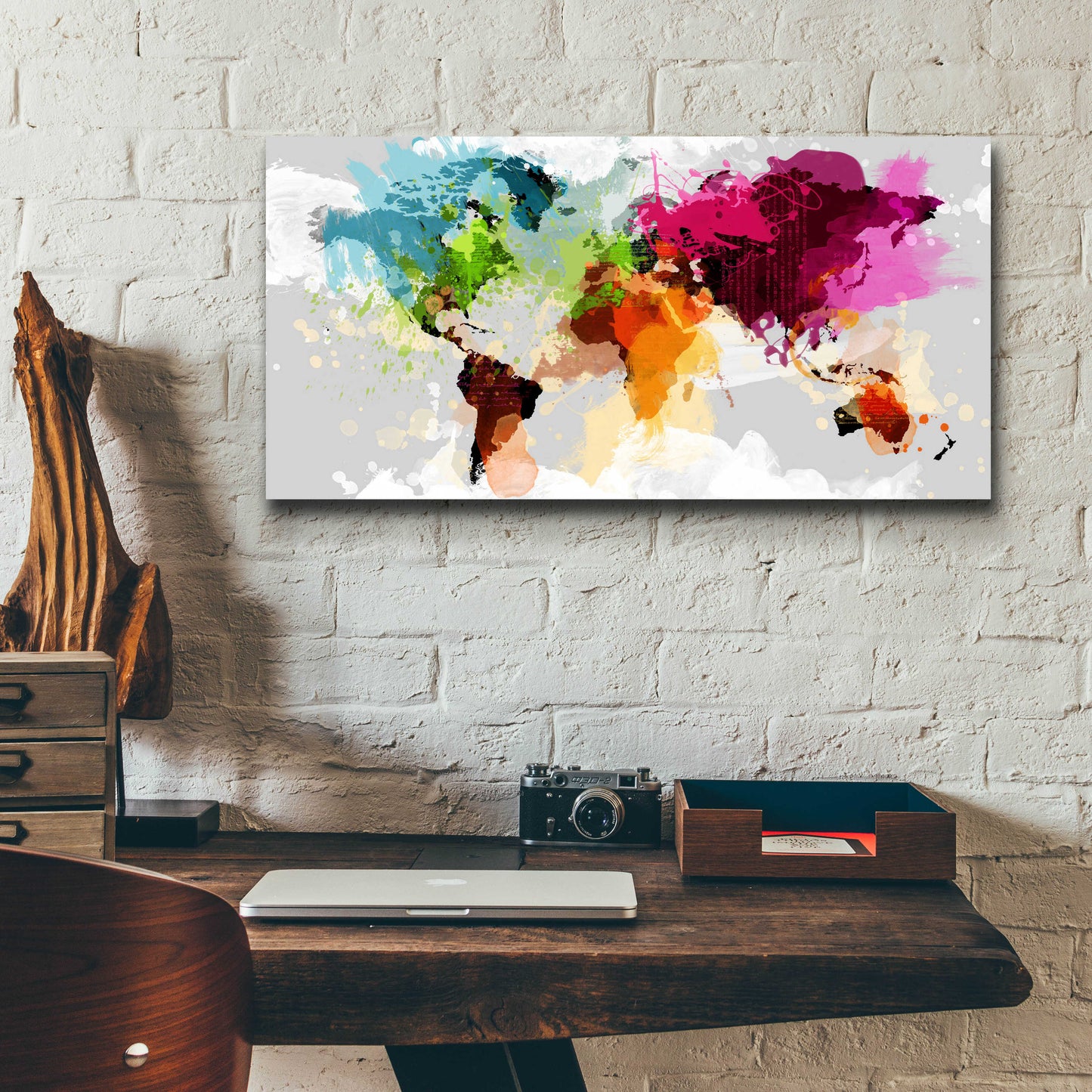 Epic Art 'Colourful World Map' by GraphINC, Acrylic Glass Wall Art,24x12