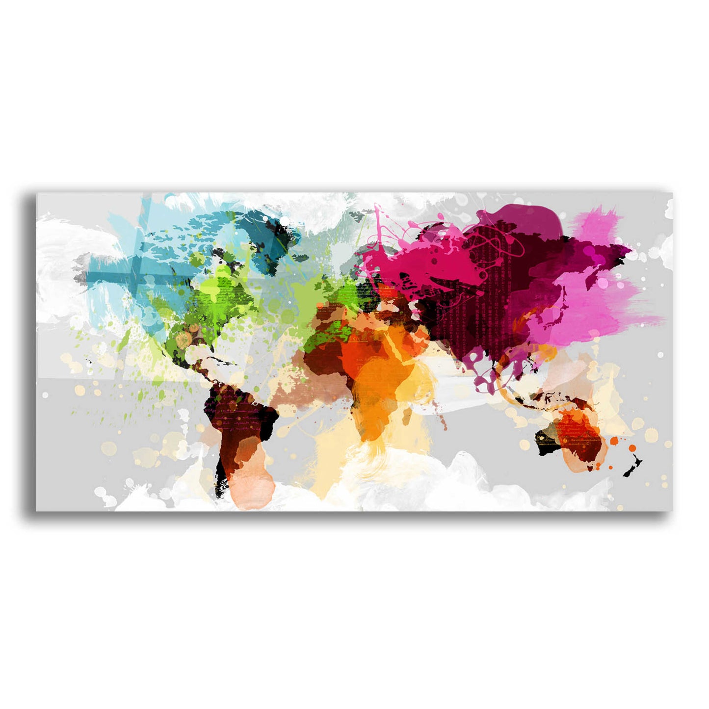 Epic Art 'Colourful World Map' by GraphINC, Acrylic Glass Wall Art,24x12