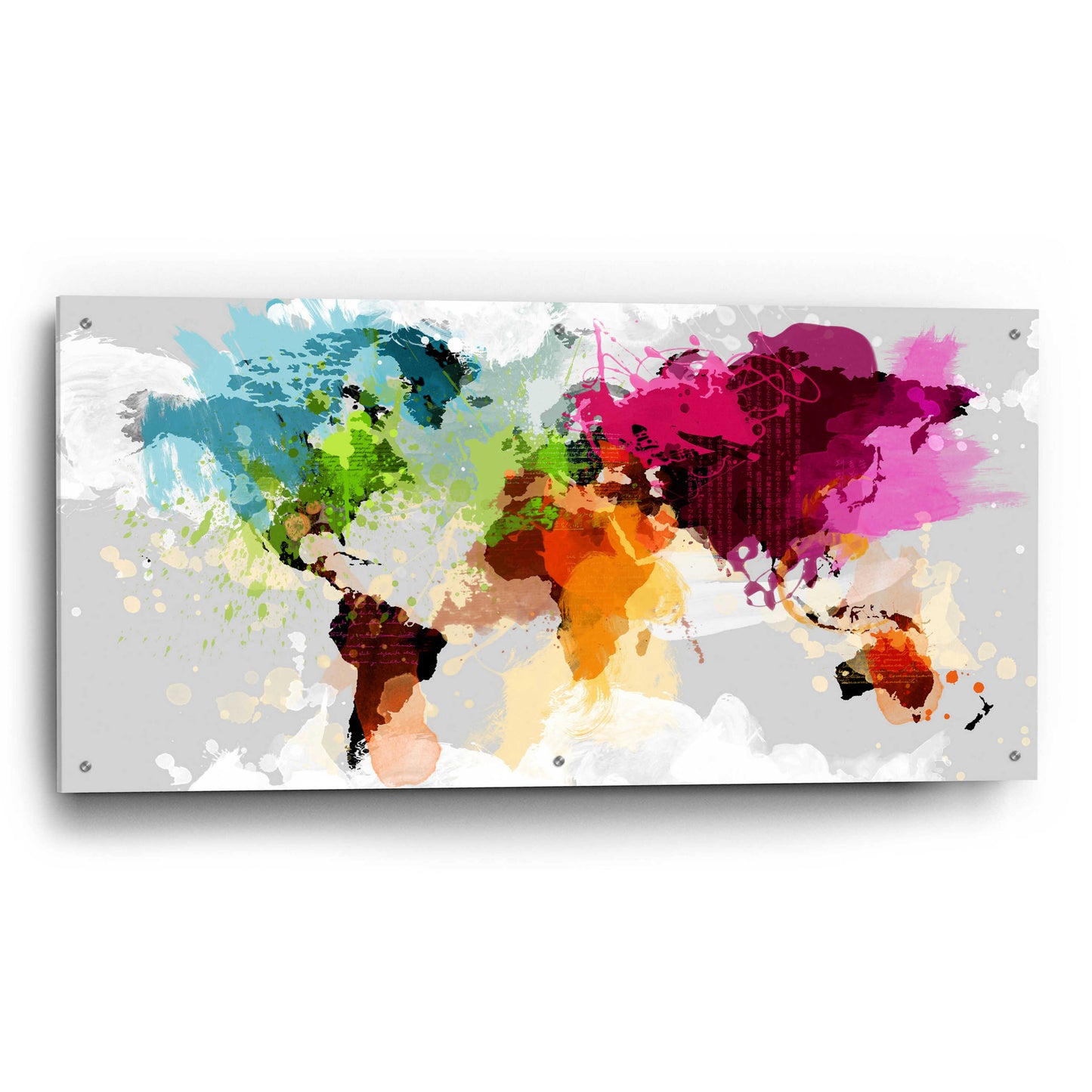 Epic Art 'Colourful World Map' by GraphINC, Acrylic Glass Wall Art,48x24