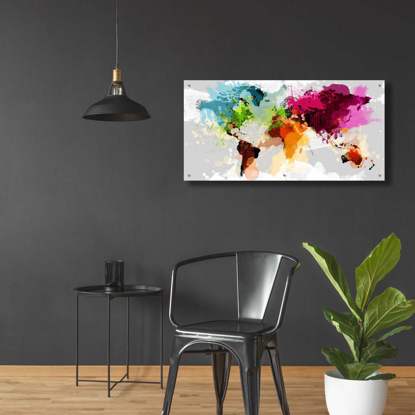 Epic Art 'Colourful World Map' by GraphINC, Acrylic Glass Wall Art,48x24