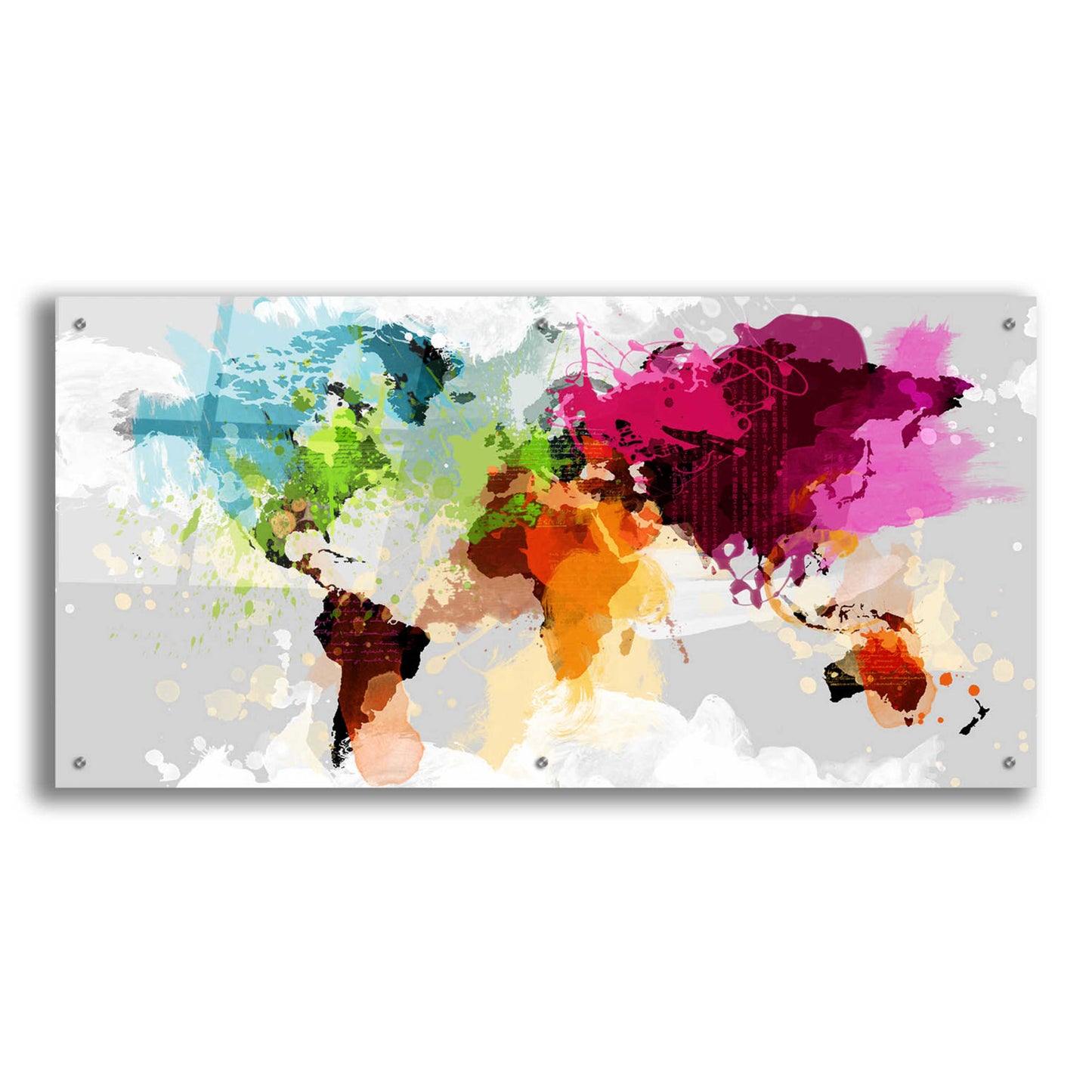 Epic Art 'Colourful World Map' by GraphINC, Acrylic Glass Wall Art,48x24