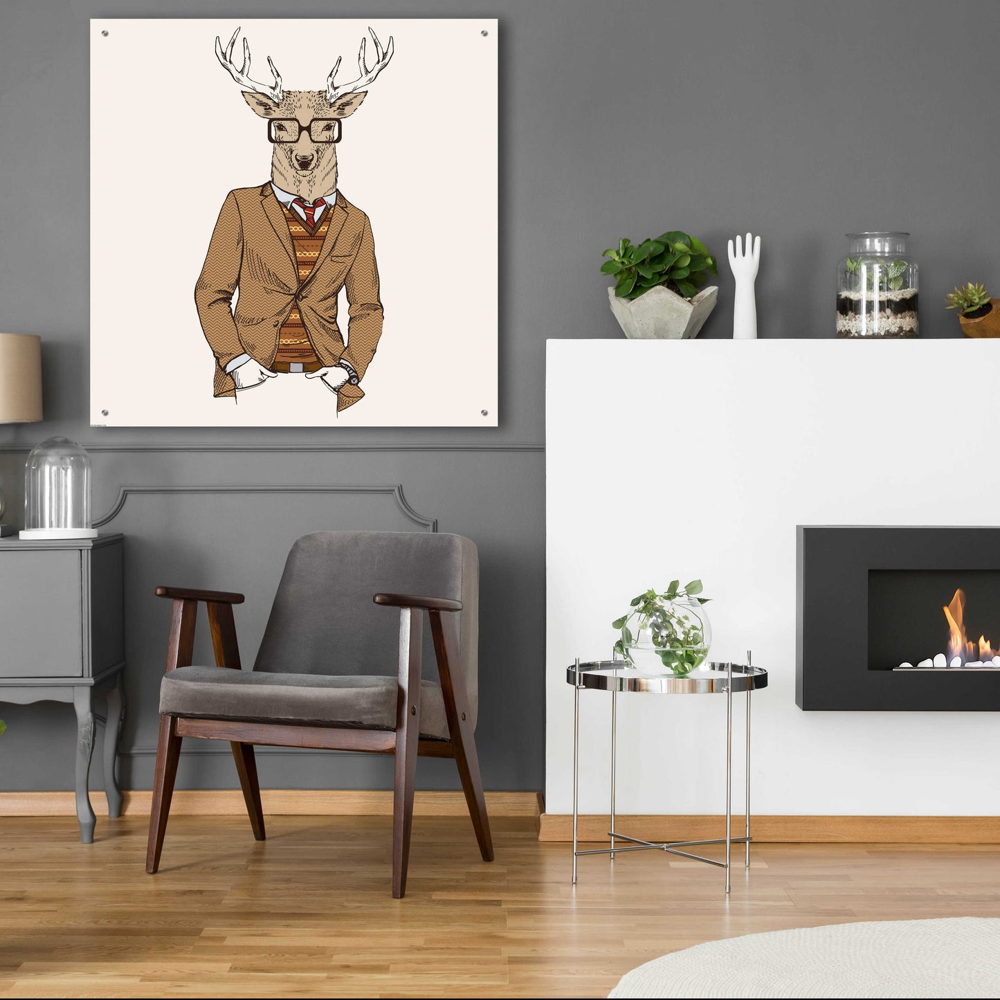 Epic Art 'Deer-man 1' by GraphINC, Acrylic Glass Wall Art,36x36