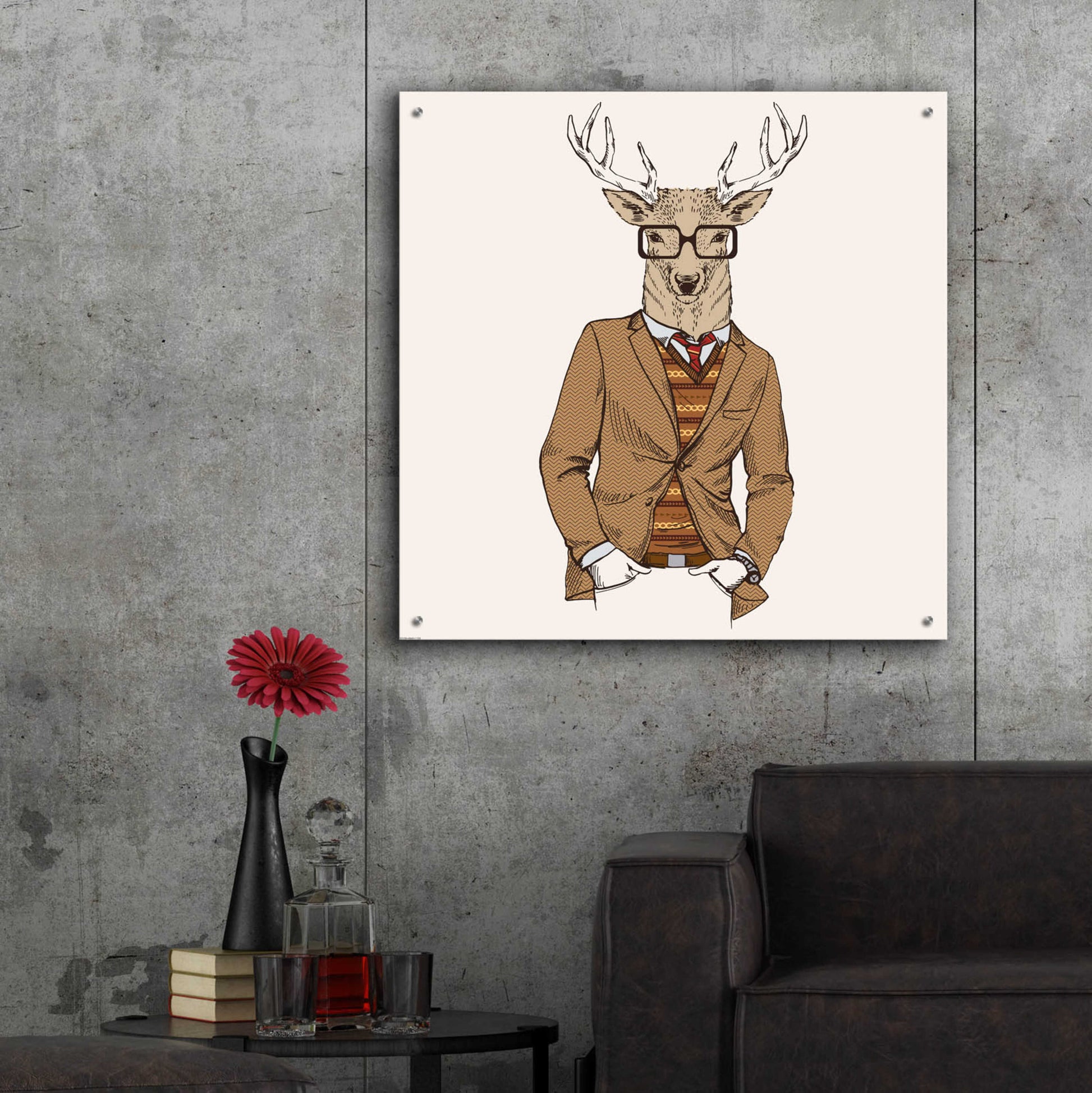 Epic Art 'Deer-man 1' by GraphINC, Acrylic Glass Wall Art,36x36