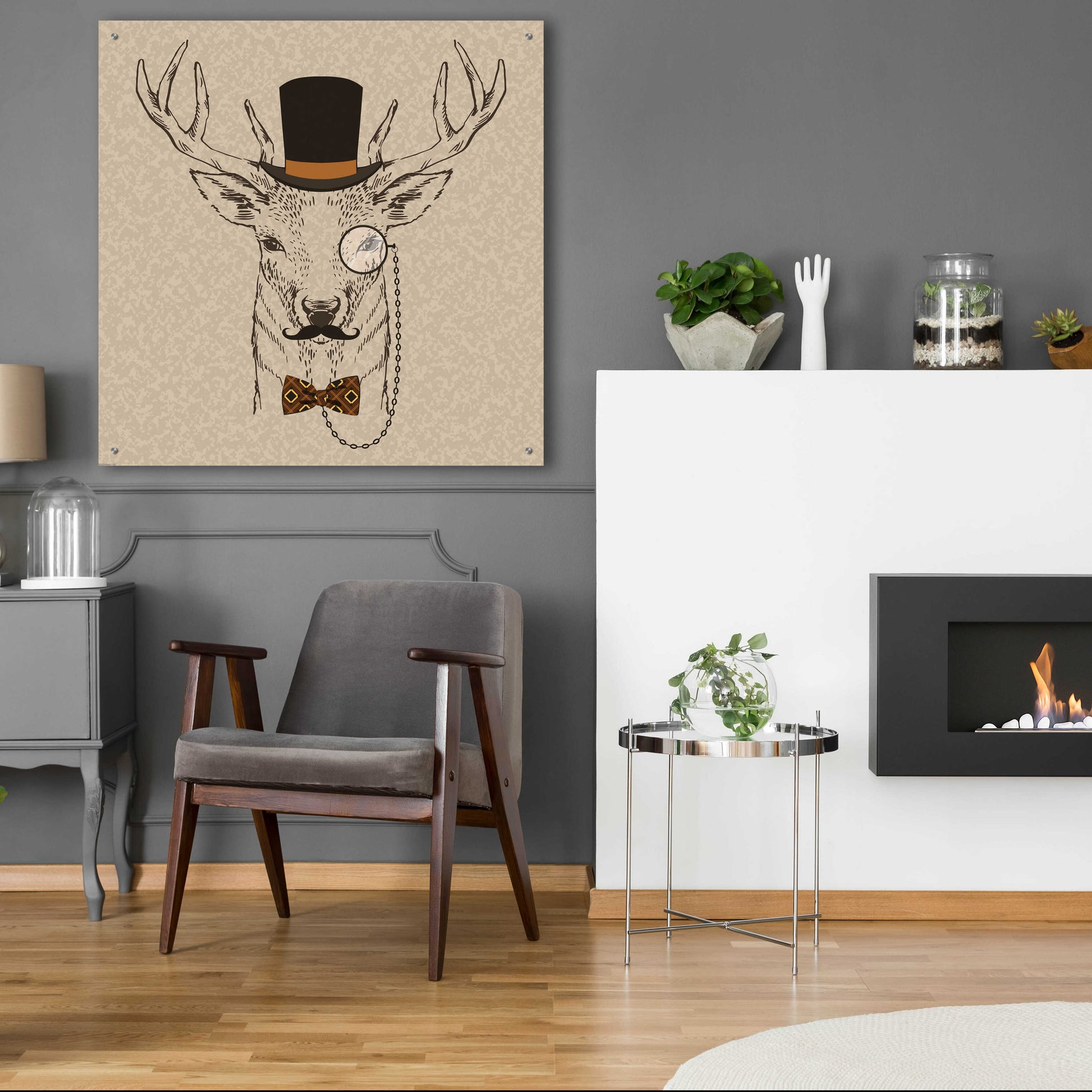 Epic Art 'Deer-man 2' by GraphINC, Acrylic Glass Wall Art,36x36