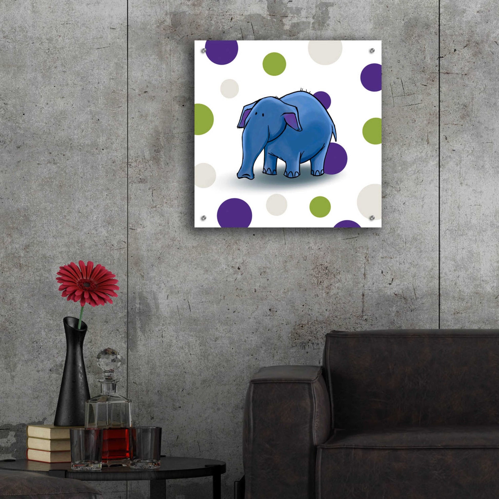 Epic Art 'Elephant Blue' by GraphINC, Acrylic Glass Wall Art,24x24