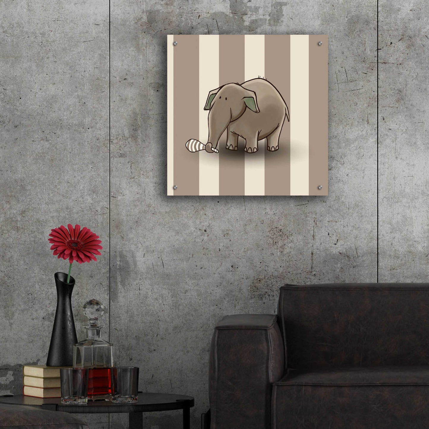 Epic Art 'Elephant Brown' by GraphINC, Acrylic Glass Wall Art,24x24