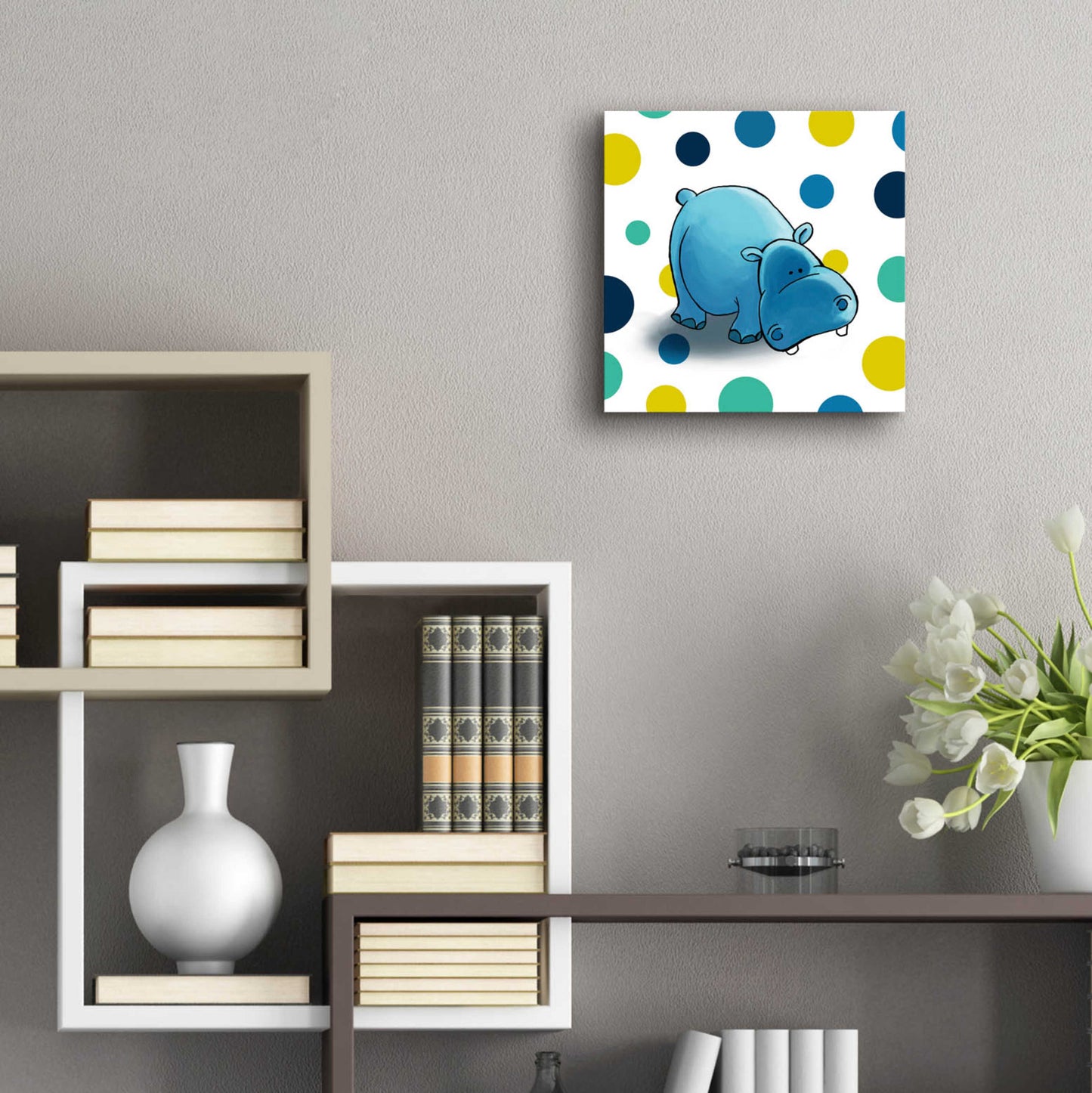 Epic Art 'Hippo Blue' by GraphINC, Acrylic Glass Wall Art,12x12