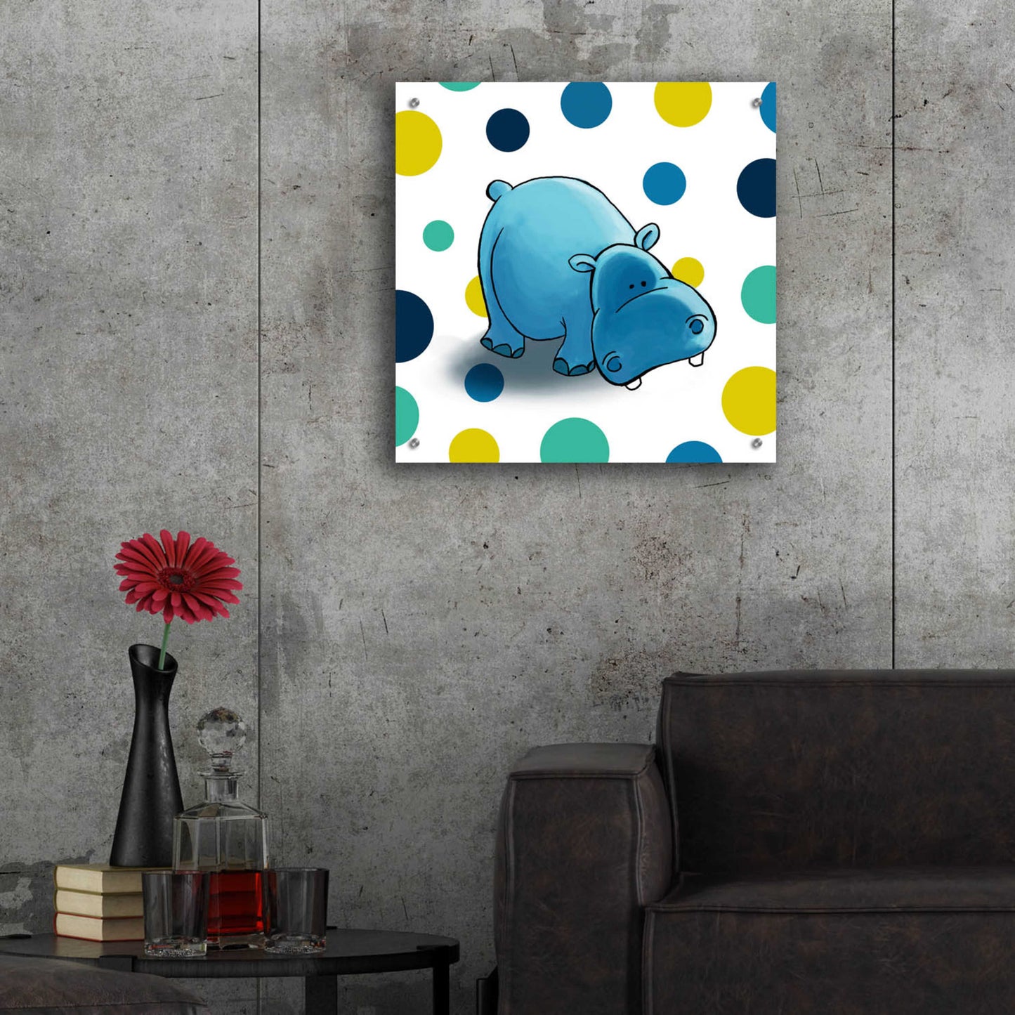 Epic Art 'Hippo Blue' by GraphINC, Acrylic Glass Wall Art,24x24