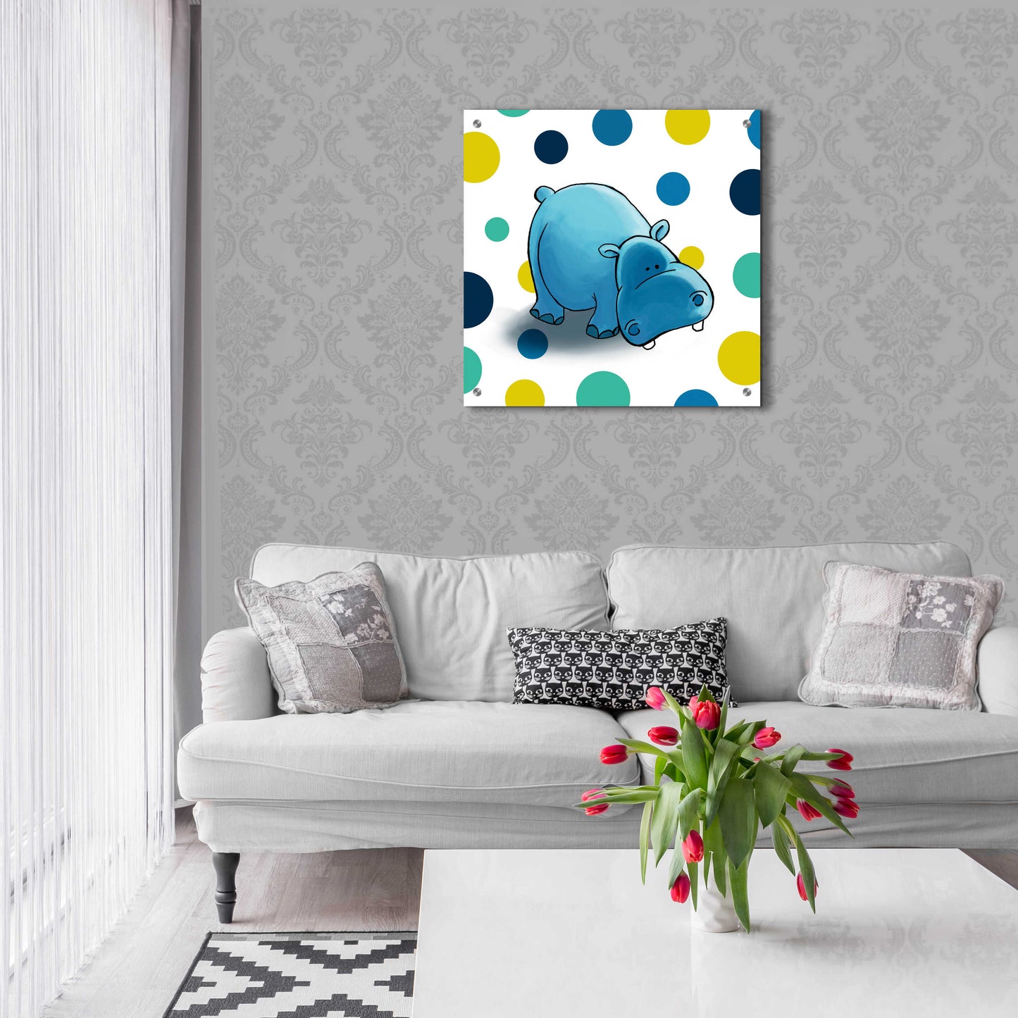 Epic Art 'Hippo Blue' by GraphINC, Acrylic Glass Wall Art,24x24