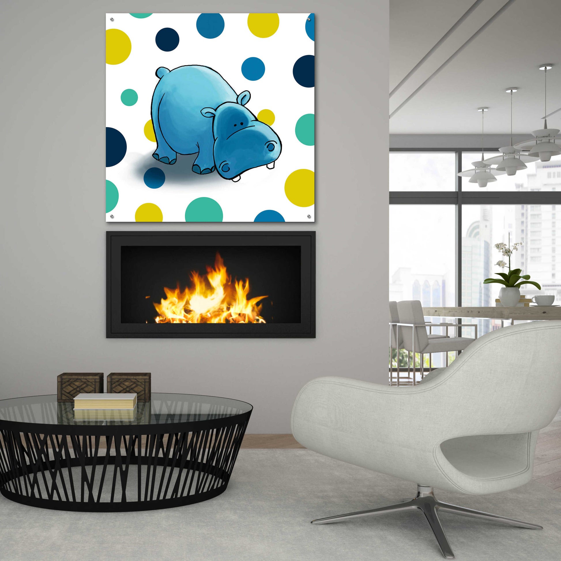 Epic Art 'Hippo Blue' by GraphINC, Acrylic Glass Wall Art,36x36