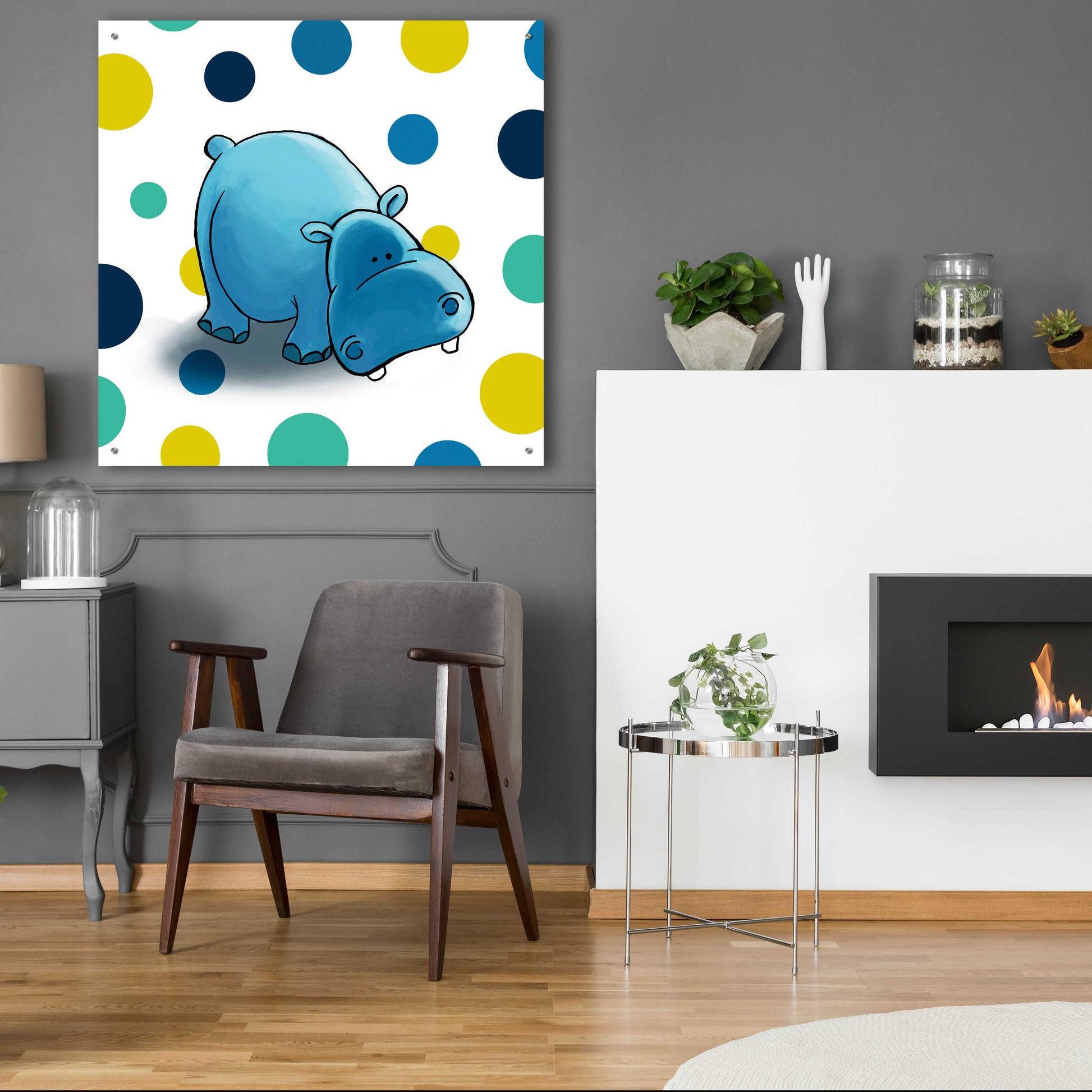 Epic Art 'Hippo Blue' by GraphINC, Acrylic Glass Wall Art,36x36