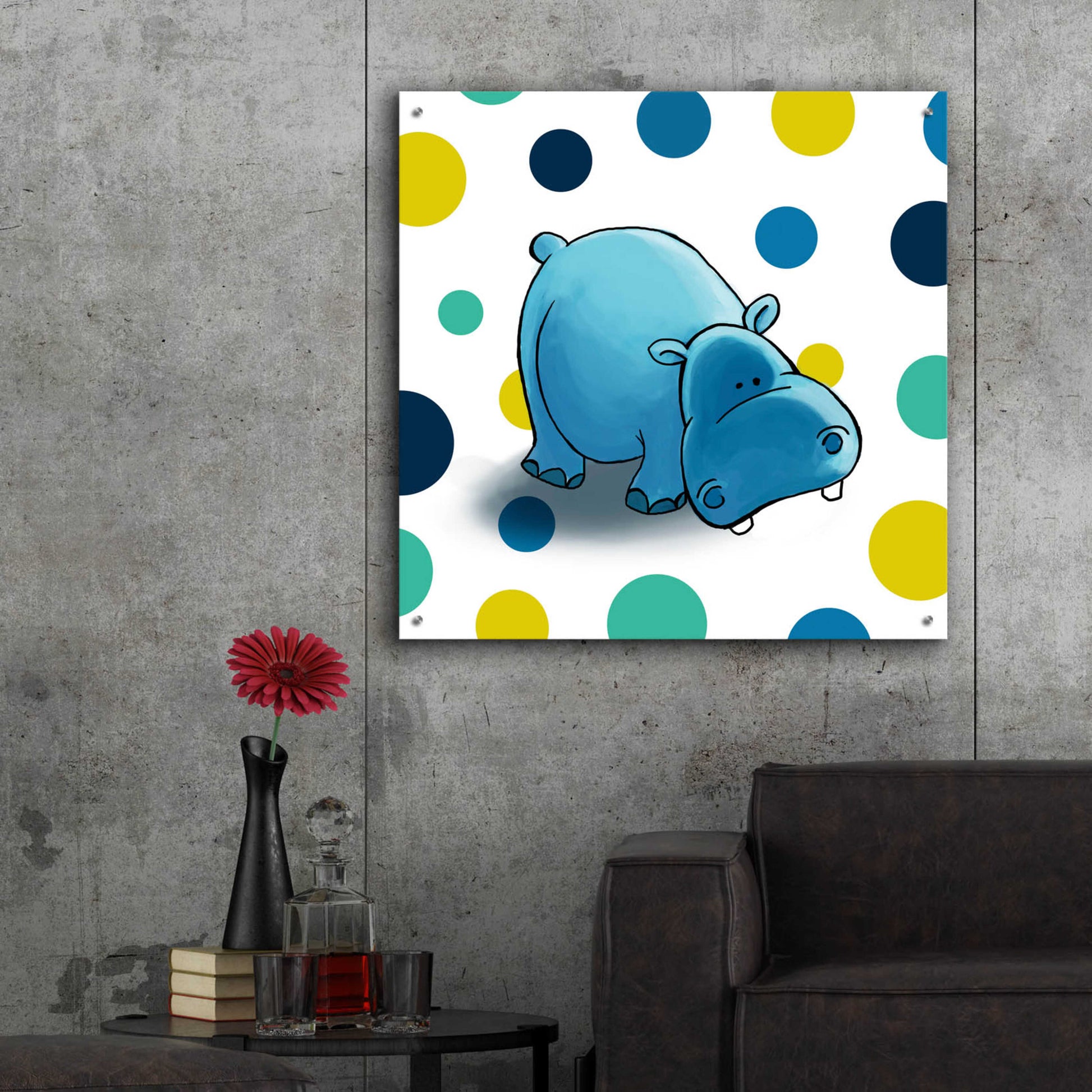 Epic Art 'Hippo Blue' by GraphINC, Acrylic Glass Wall Art,36x36