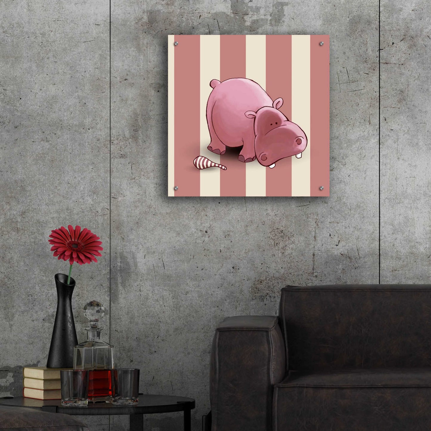 Epic Art 'Hippo Pink' by GraphINC, Acrylic Glass Wall Art,24x24