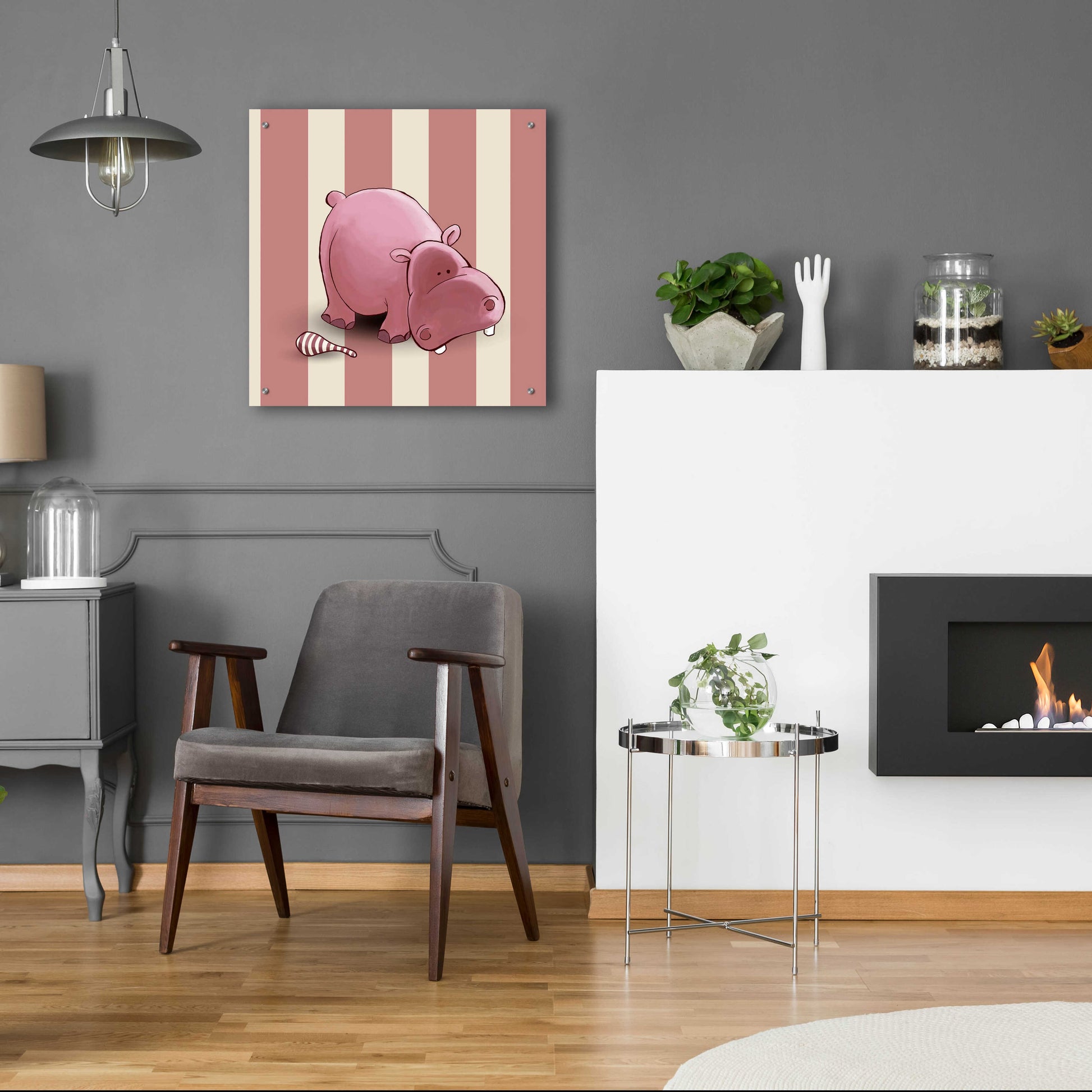 Epic Art 'Hippo Pink' by GraphINC, Acrylic Glass Wall Art,24x24