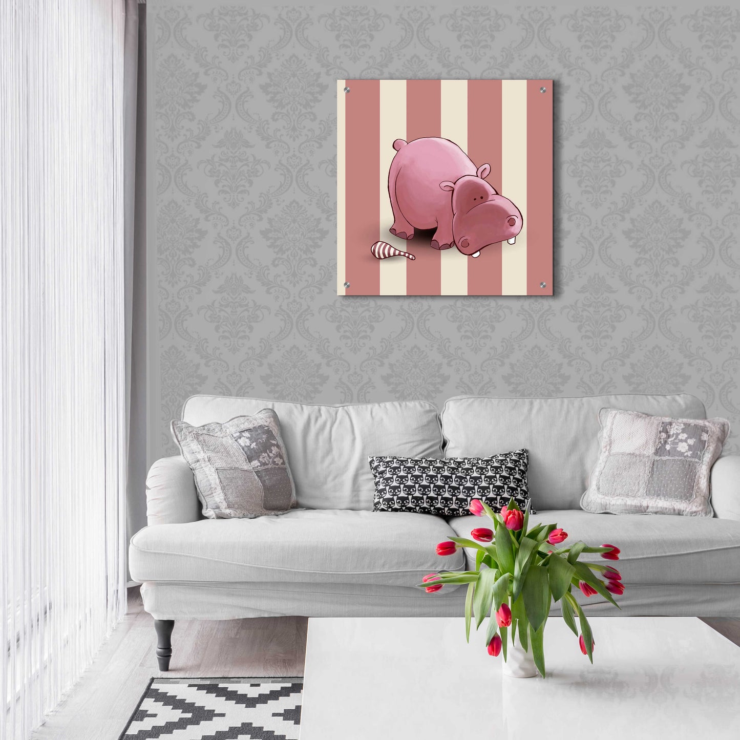 Epic Art 'Hippo Pink' by GraphINC, Acrylic Glass Wall Art,24x24