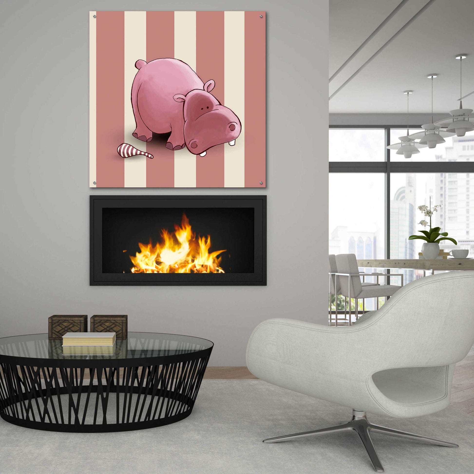 Epic Art 'Hippo Pink' by GraphINC, Acrylic Glass Wall Art,36x36