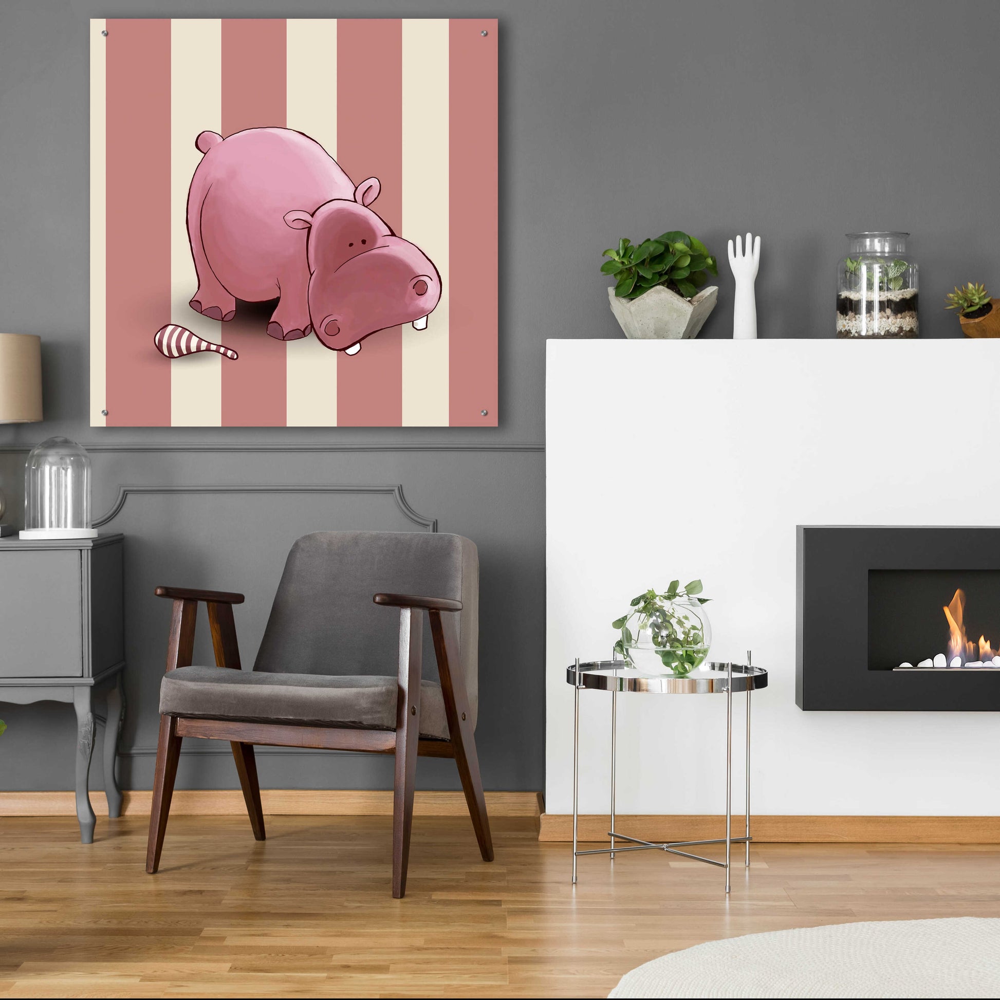 Epic Art 'Hippo Pink' by GraphINC, Acrylic Glass Wall Art,36x36