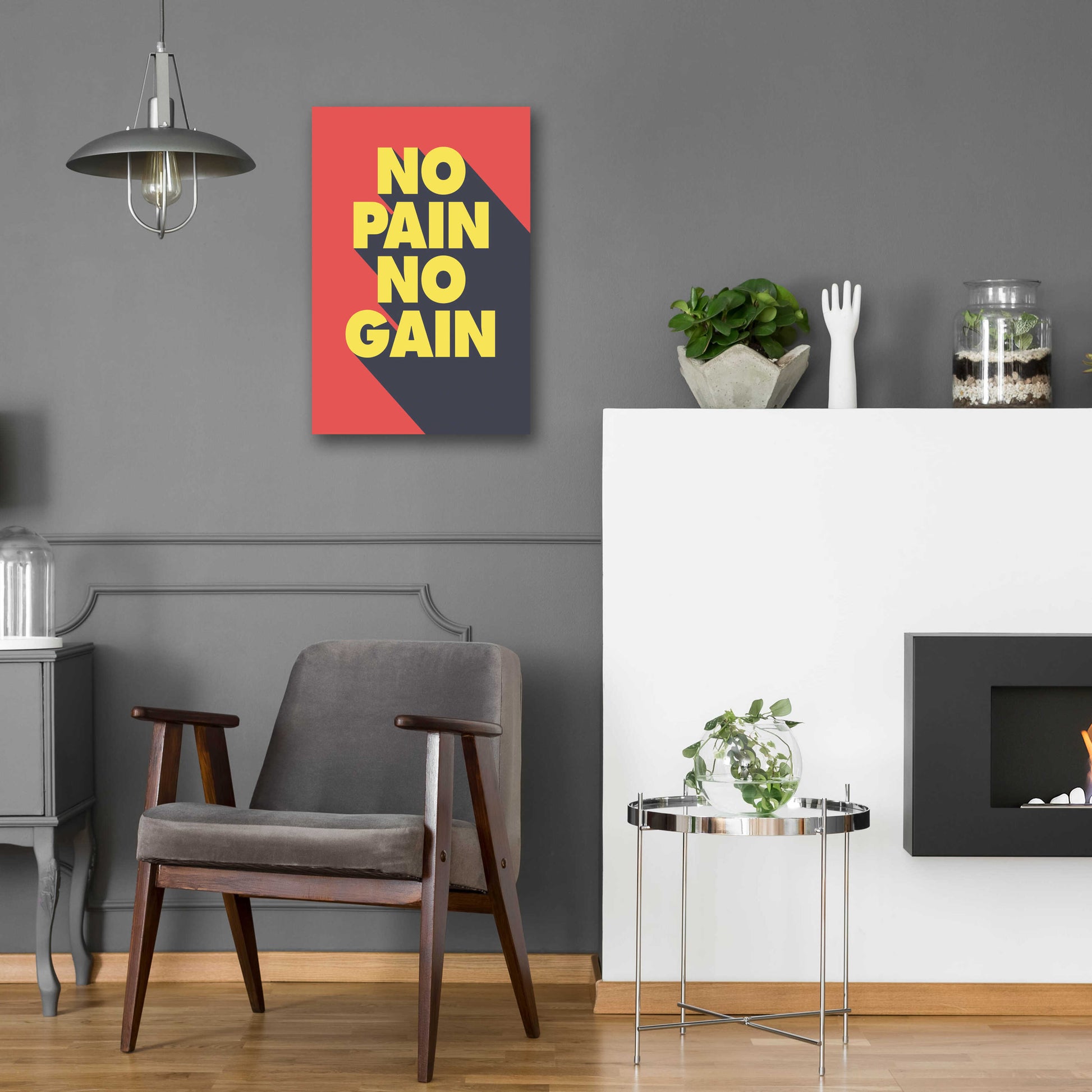 Epic Art 'No Pain No Gain' by GraphINC, Acrylic Glass Wall Art,16x24