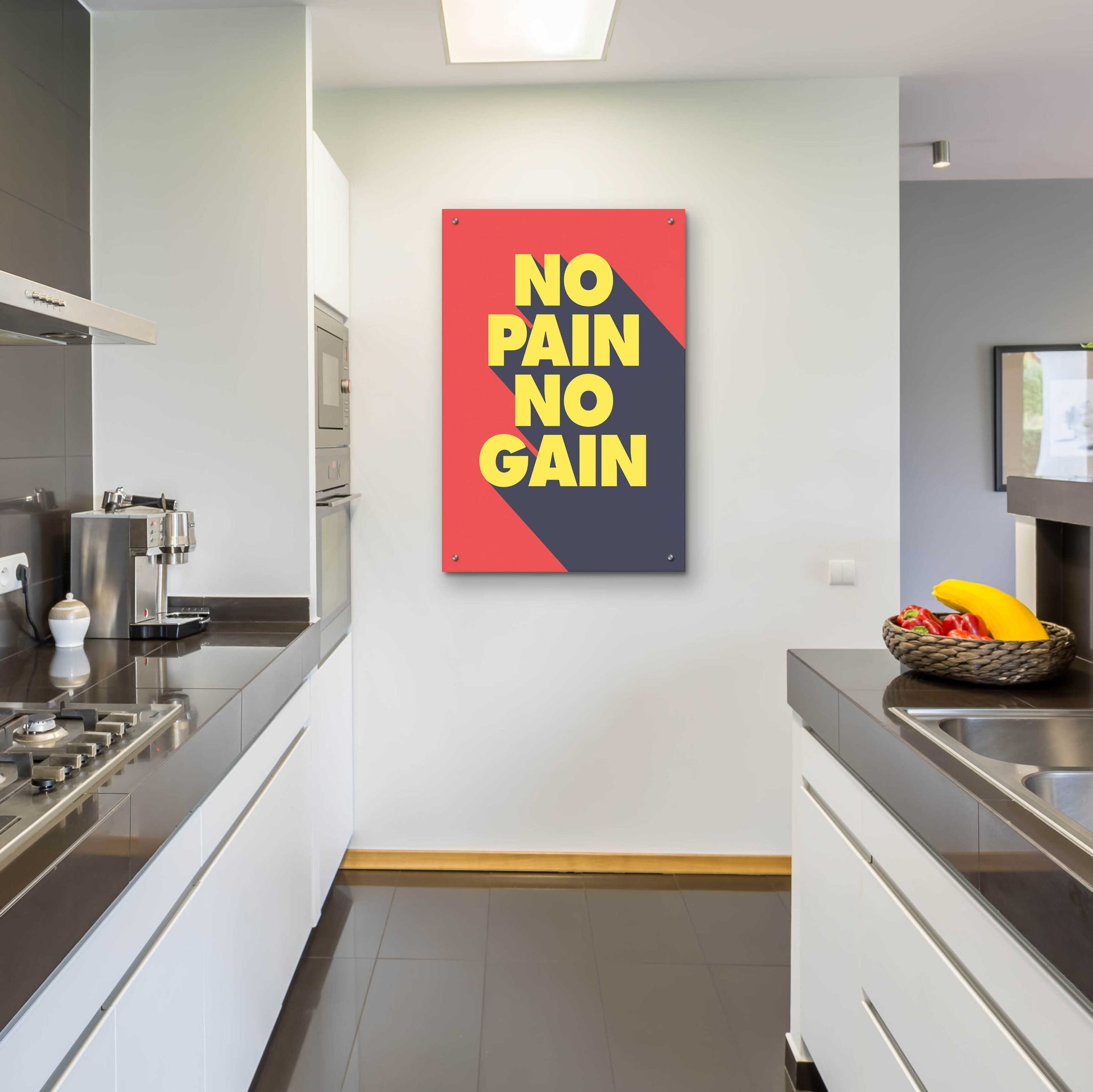 Epic Art 'No Pain No Gain' by GraphINC, Acrylic Glass Wall Art,24x36