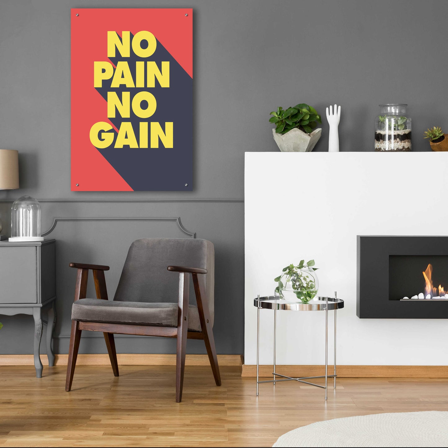 Epic Art 'No Pain No Gain' by GraphINC, Acrylic Glass Wall Art,24x36