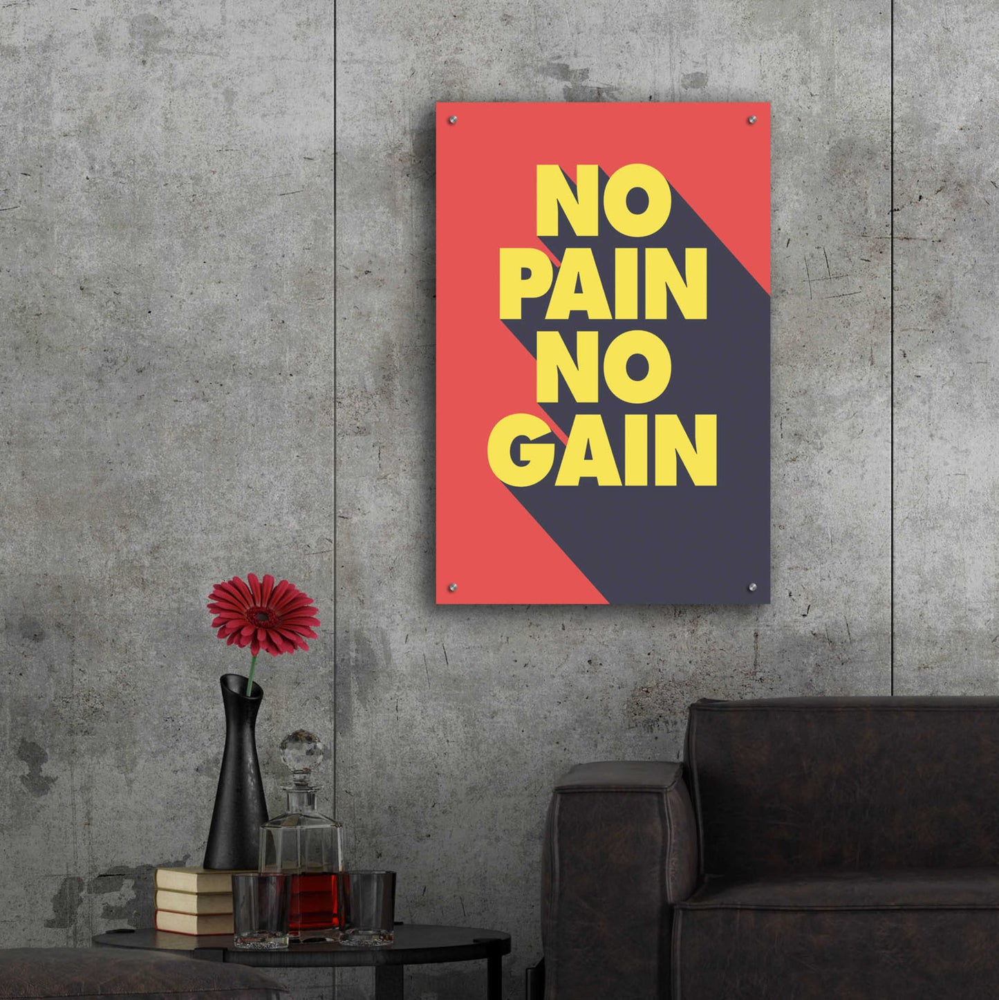 Epic Art 'No Pain No Gain' by GraphINC, Acrylic Glass Wall Art,24x36