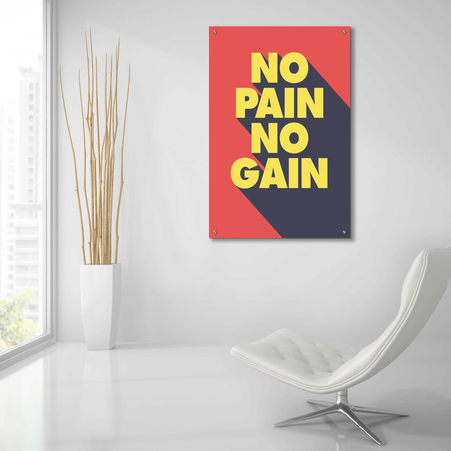 Epic Art 'No Pain No Gain' by GraphINC, Acrylic Glass Wall Art,24x36