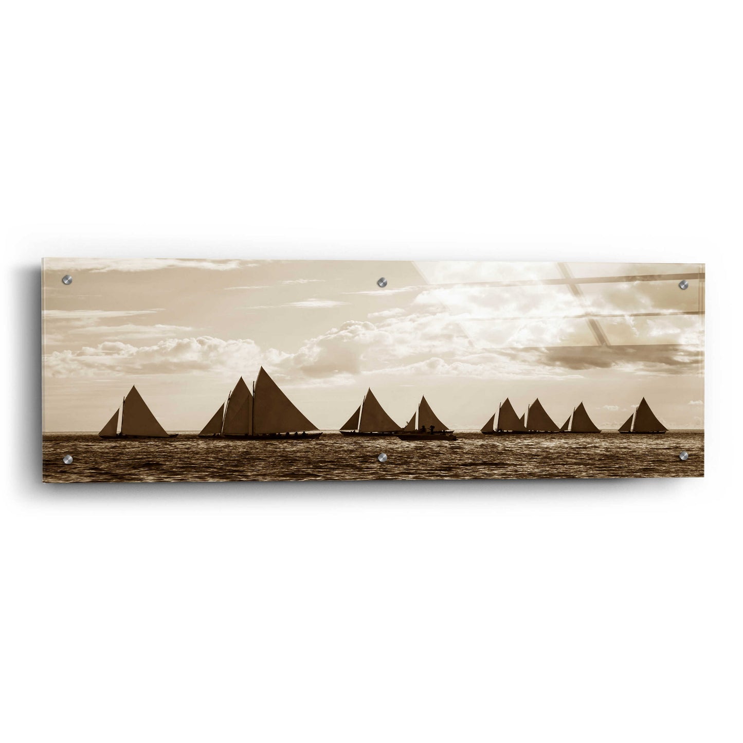 Epic Art 'Sailboats' by GraphINC, Acrylic Glass Wall Art,36x12