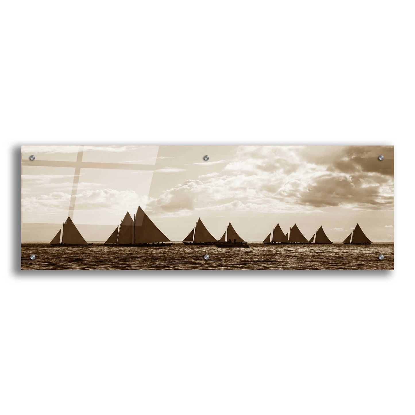 Epic Art 'Sailboats' by GraphINC, Acrylic Glass Wall Art,36x12